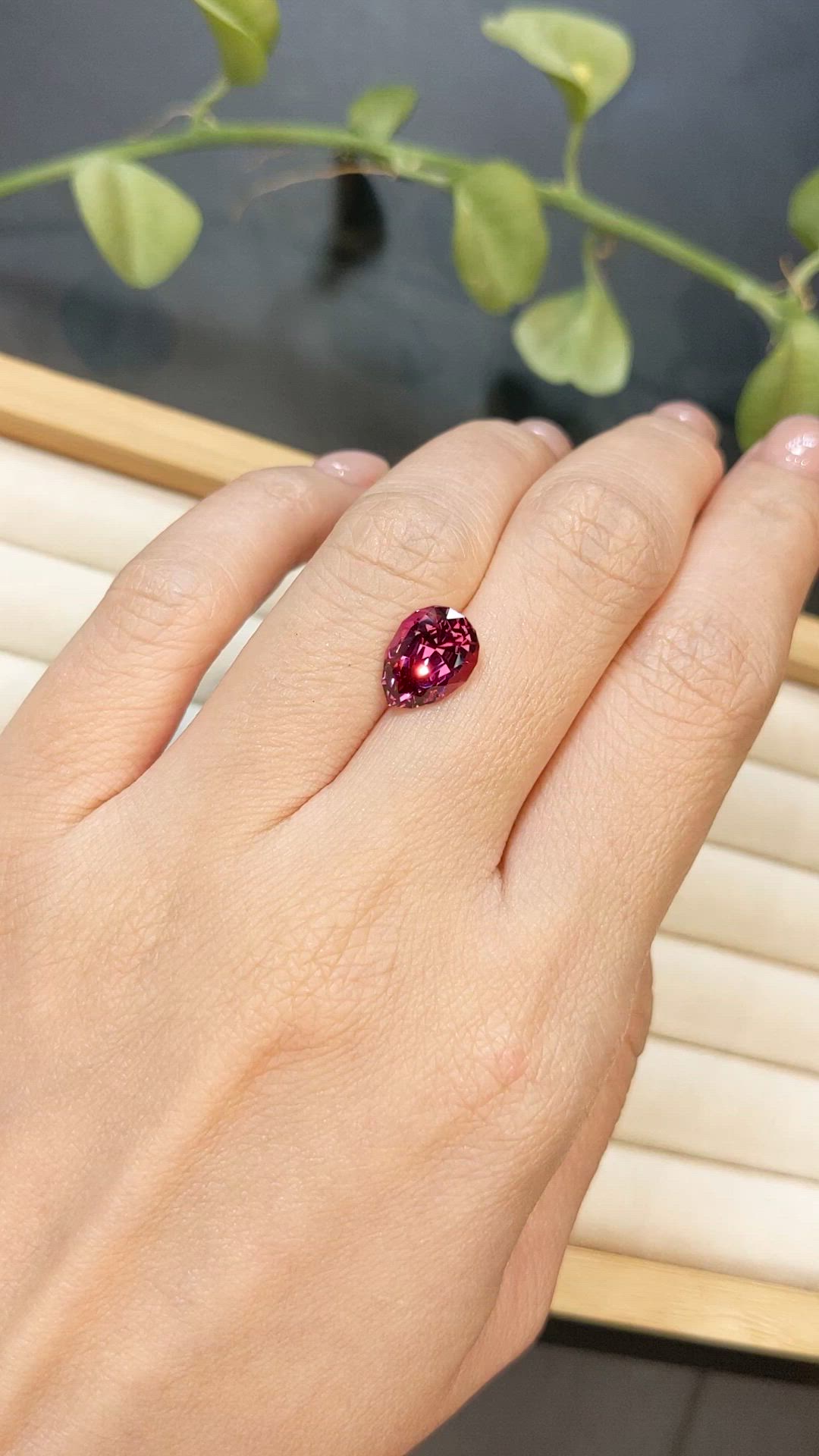 3.72 Ct. Purplish Red Garnet from Tanzania Size Video