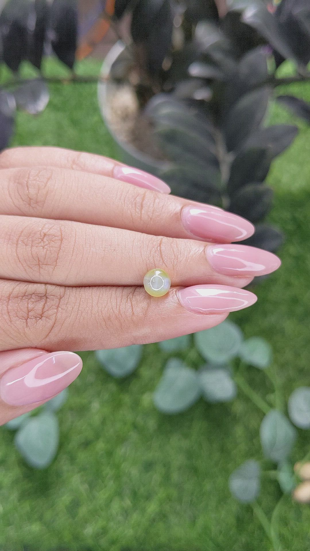 1.55 Ct. Yellowish Green Cabochon Chrysoberyl from Tanzania Size Video