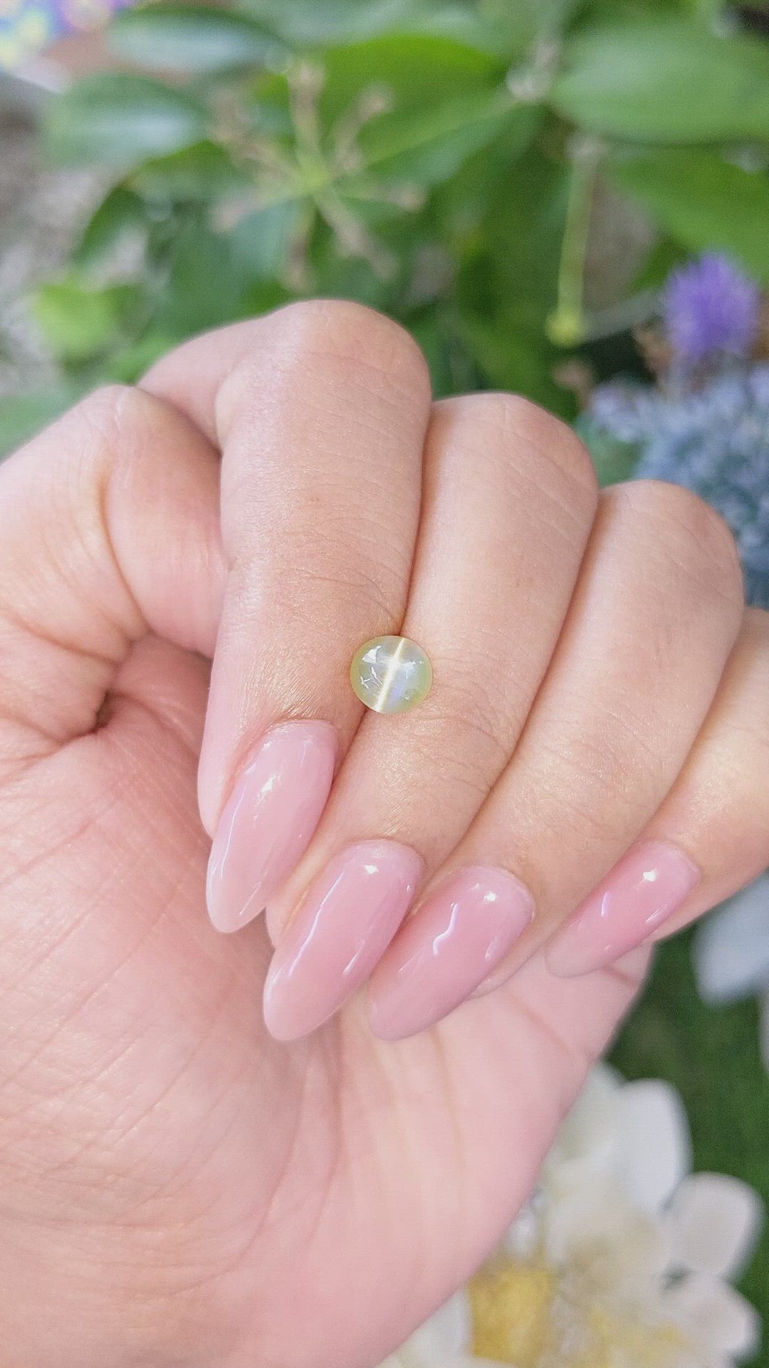 1.55 Ct. Yellowish Green Cabochon Chrysoberyl from Tanzania Size Video