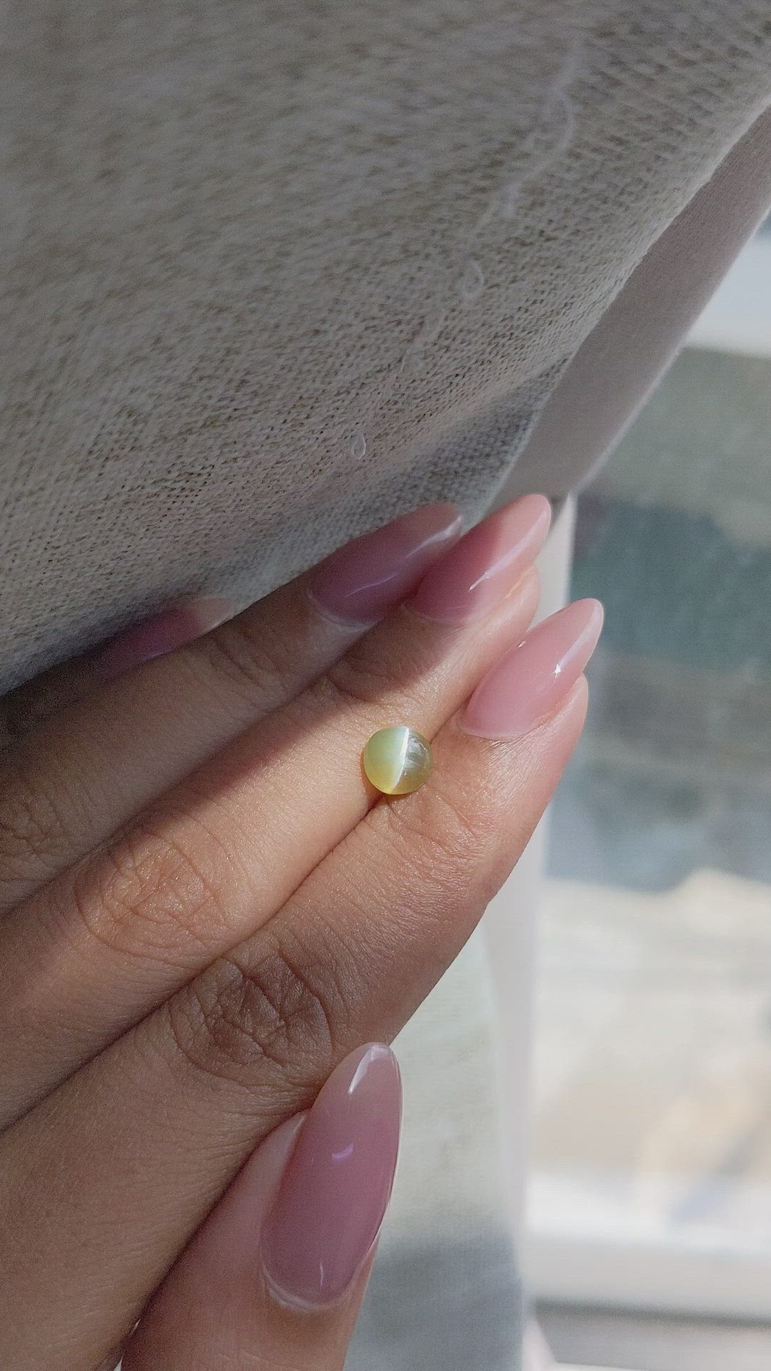 1.55 Ct. Yellowish Green Cabochon Chrysoberyl from Tanzania Size Video