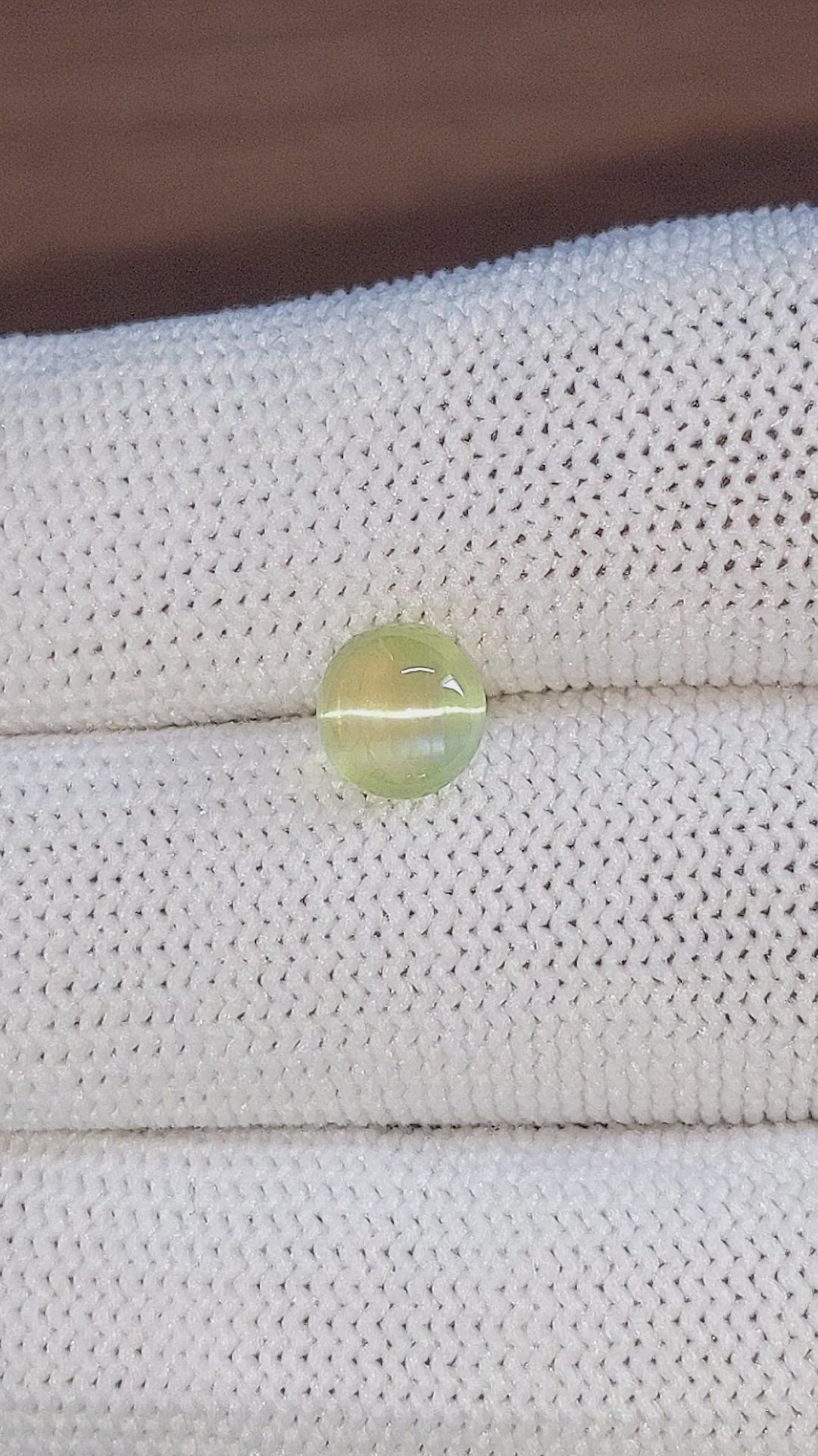 2.06 Ct. Yellowish Green Cabochon Chrysoberyl from Tanzania Size Video