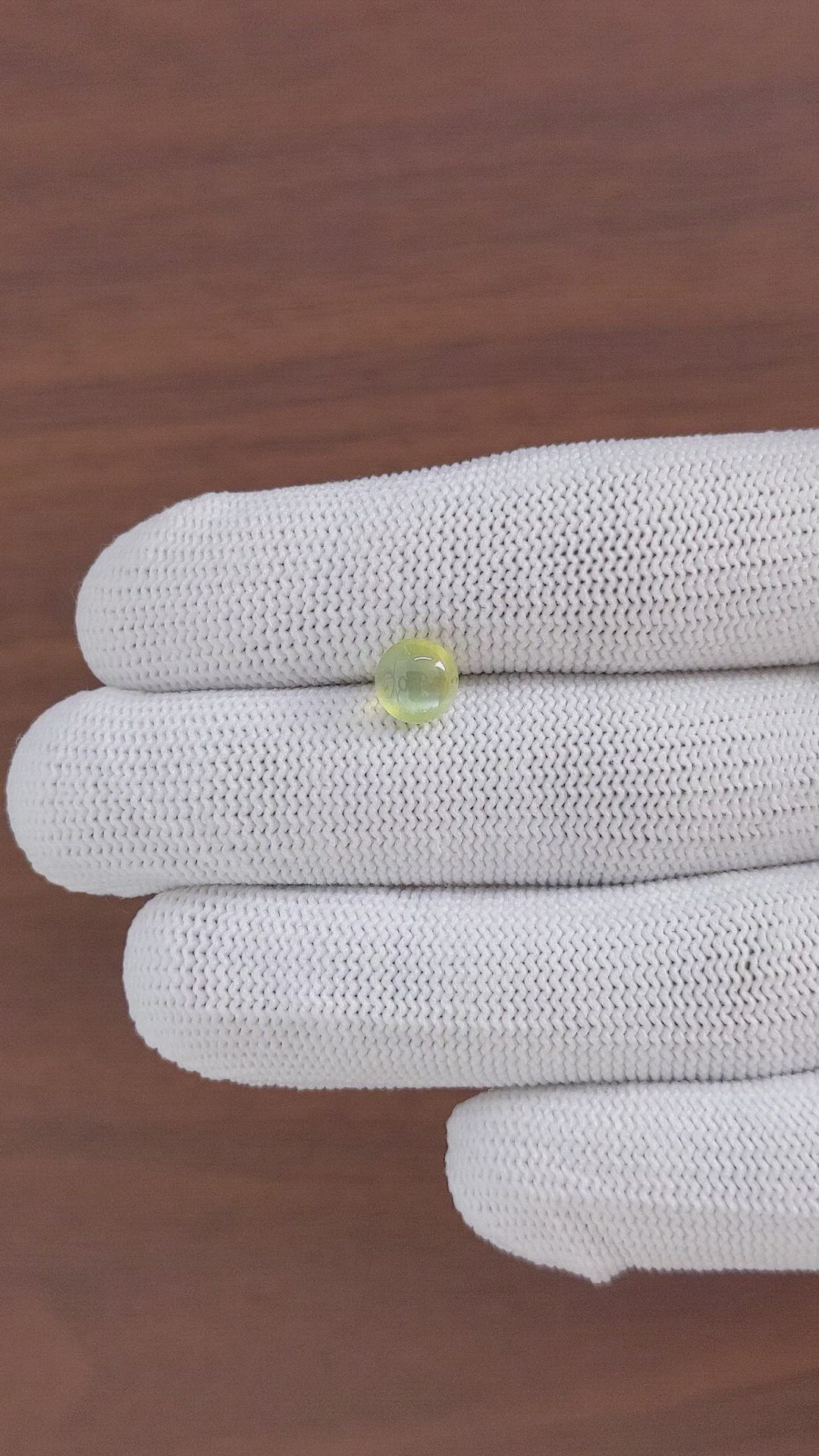 2.06 Ct. Yellowish Green Cabochon Chrysoberyl from Tanzania Size Video