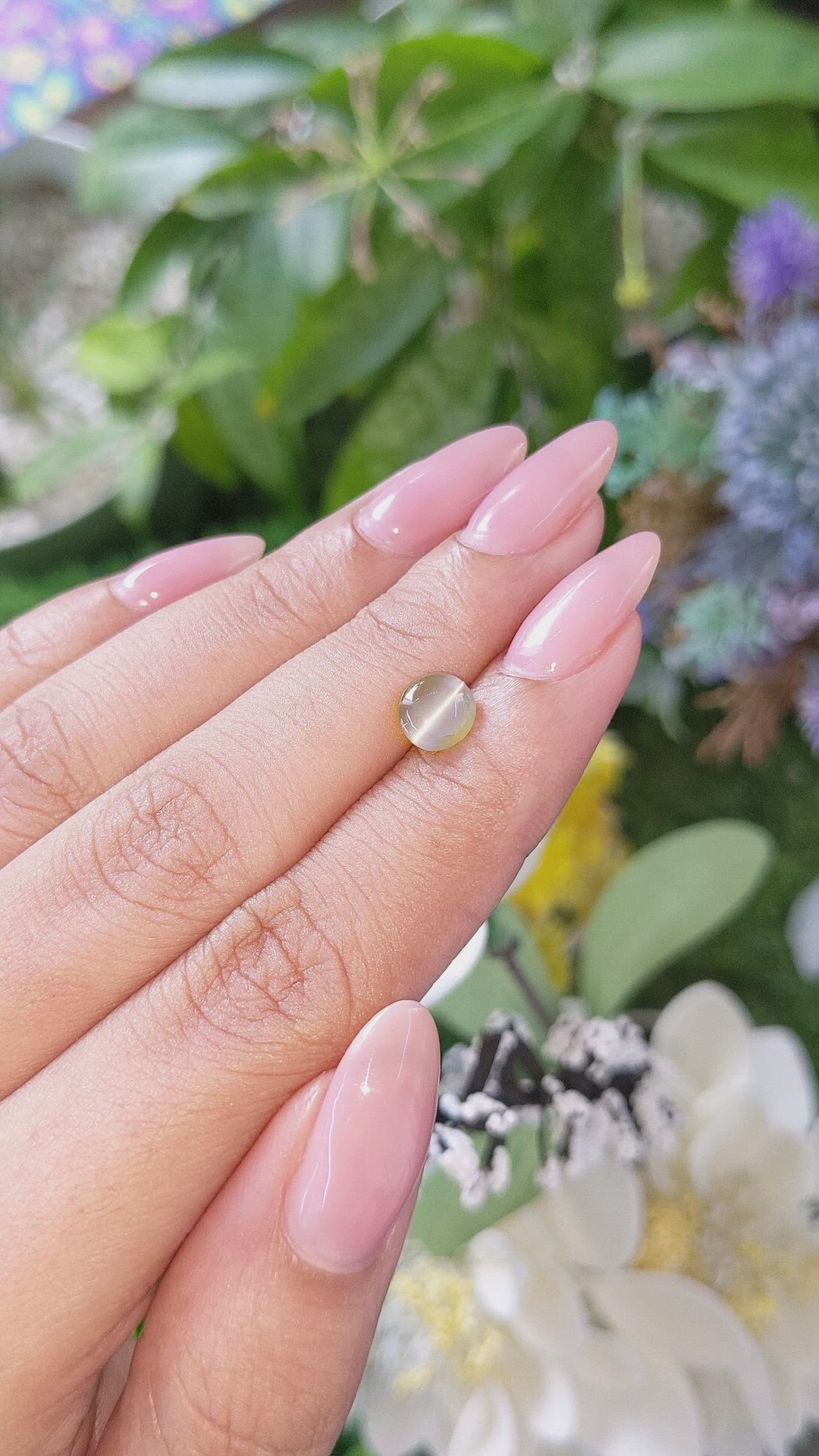 1.58 Ct. Yellowish Green Cabochon Chrysoberyl from Tanzania Size Video