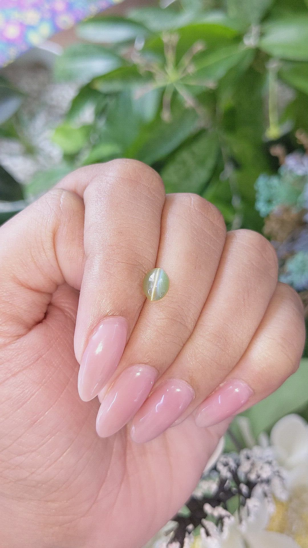 1.43 Ct. Green Cabochon Chrysoberyl from Tanzania Size Video