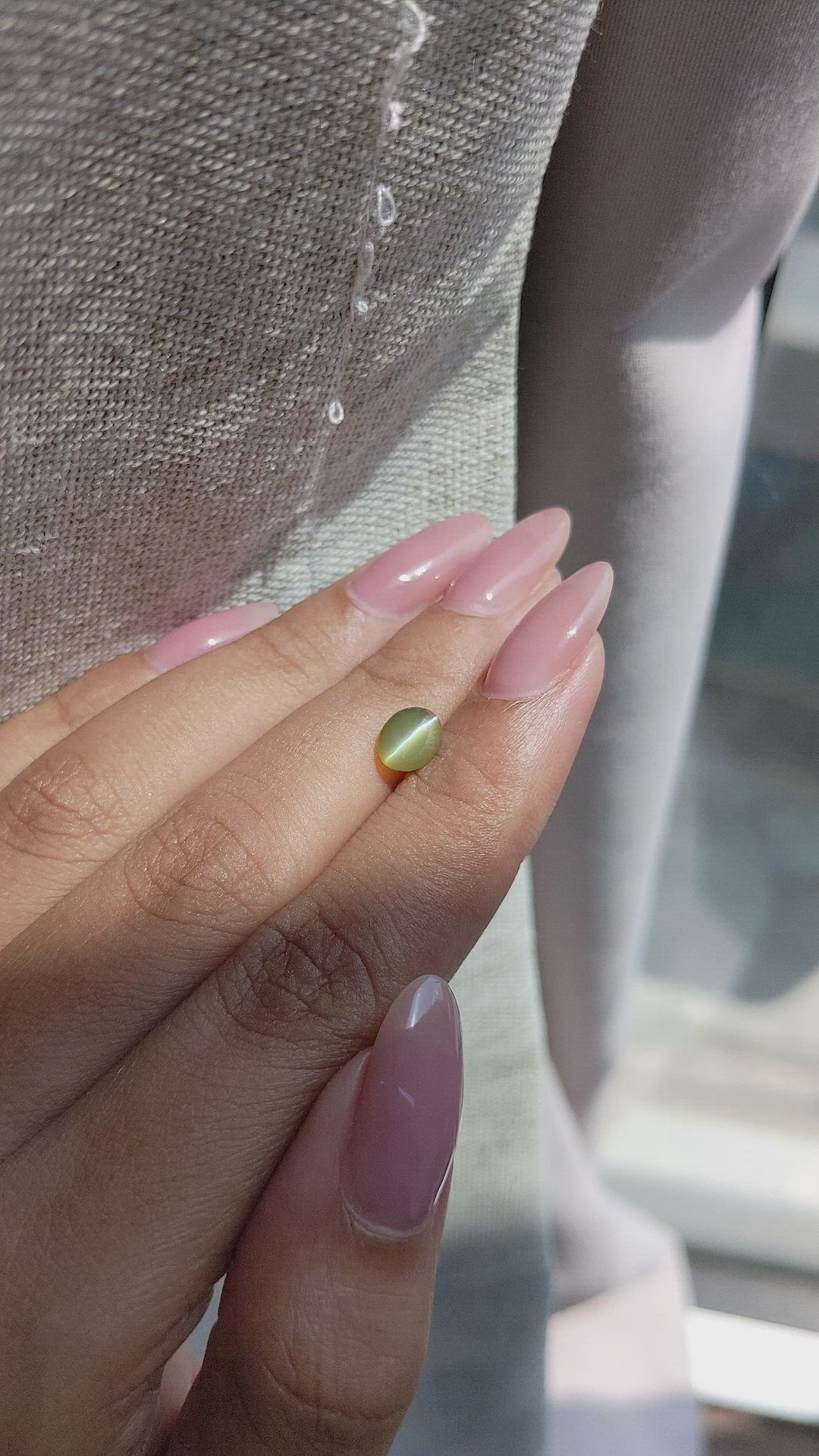 1.43 Ct. Green Cabochon Chrysoberyl from Tanzania Size Video