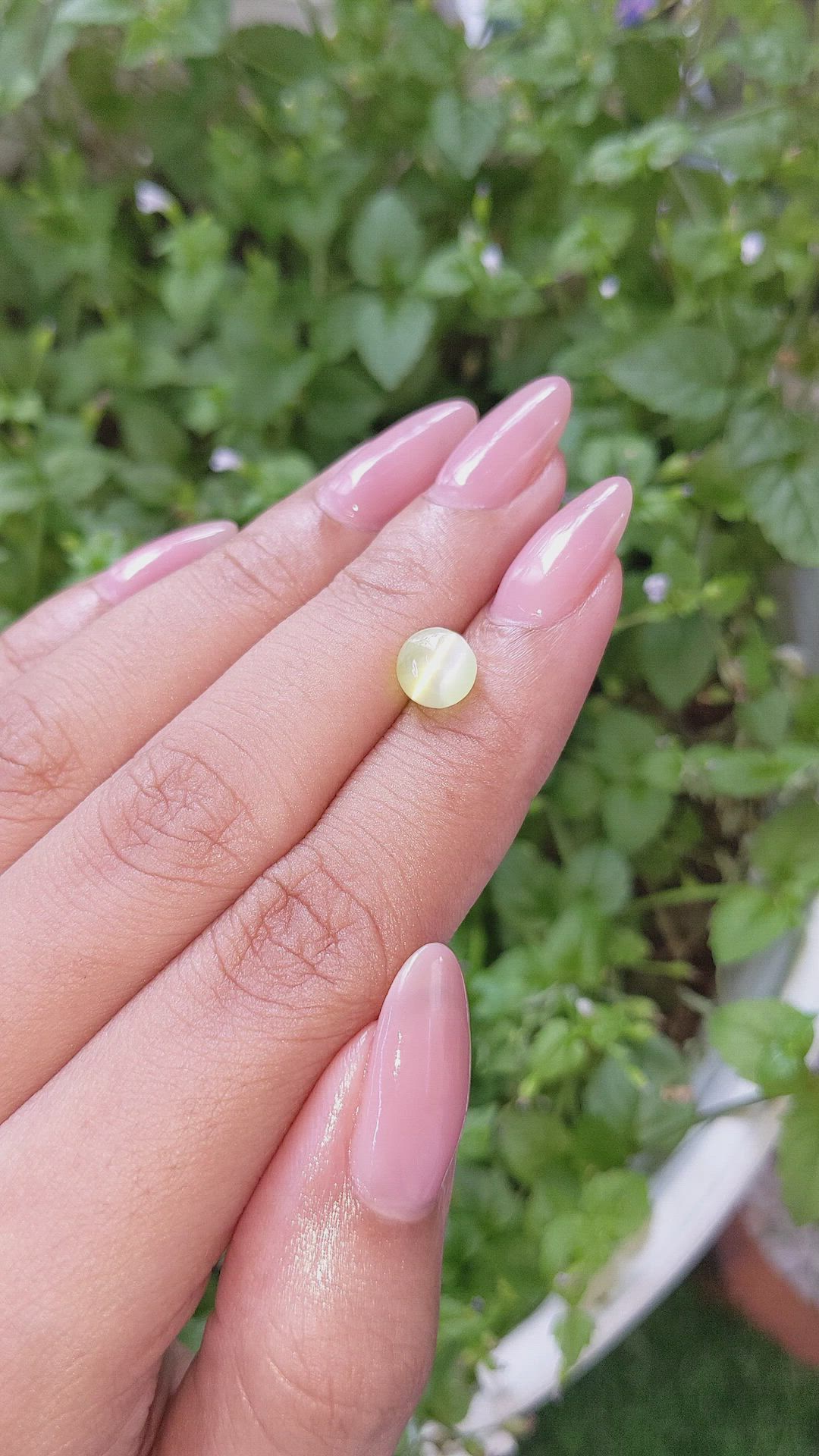 2.27 Ct. Yellowish Green Cabochon Chrysoberyl from Tanzania Size Video