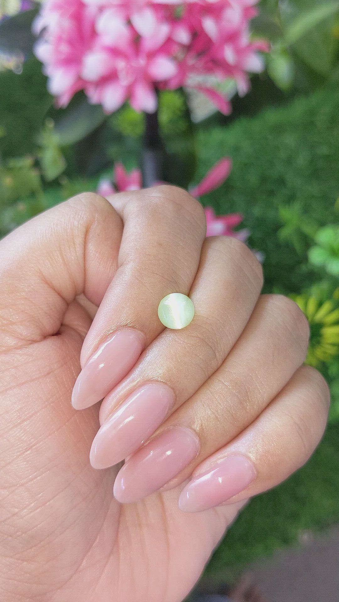 2.27 Ct. Yellowish Green Cabochon Chrysoberyl from Tanzania Size Video