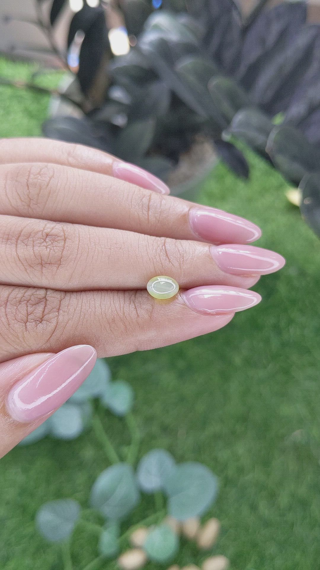 1.36 Ct. Greenish Yellow Cabochon Chrysoberyl from Tanzania Size Video