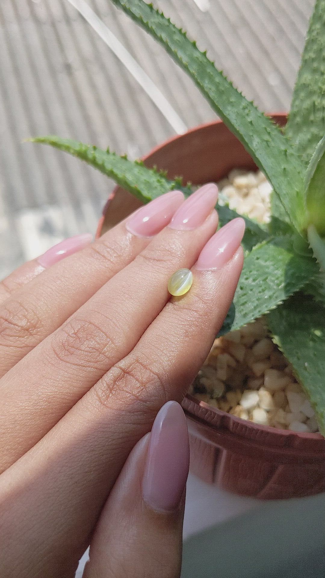 1.36 Ct. Greenish Yellow Cabochon Chrysoberyl from Tanzania Size Video