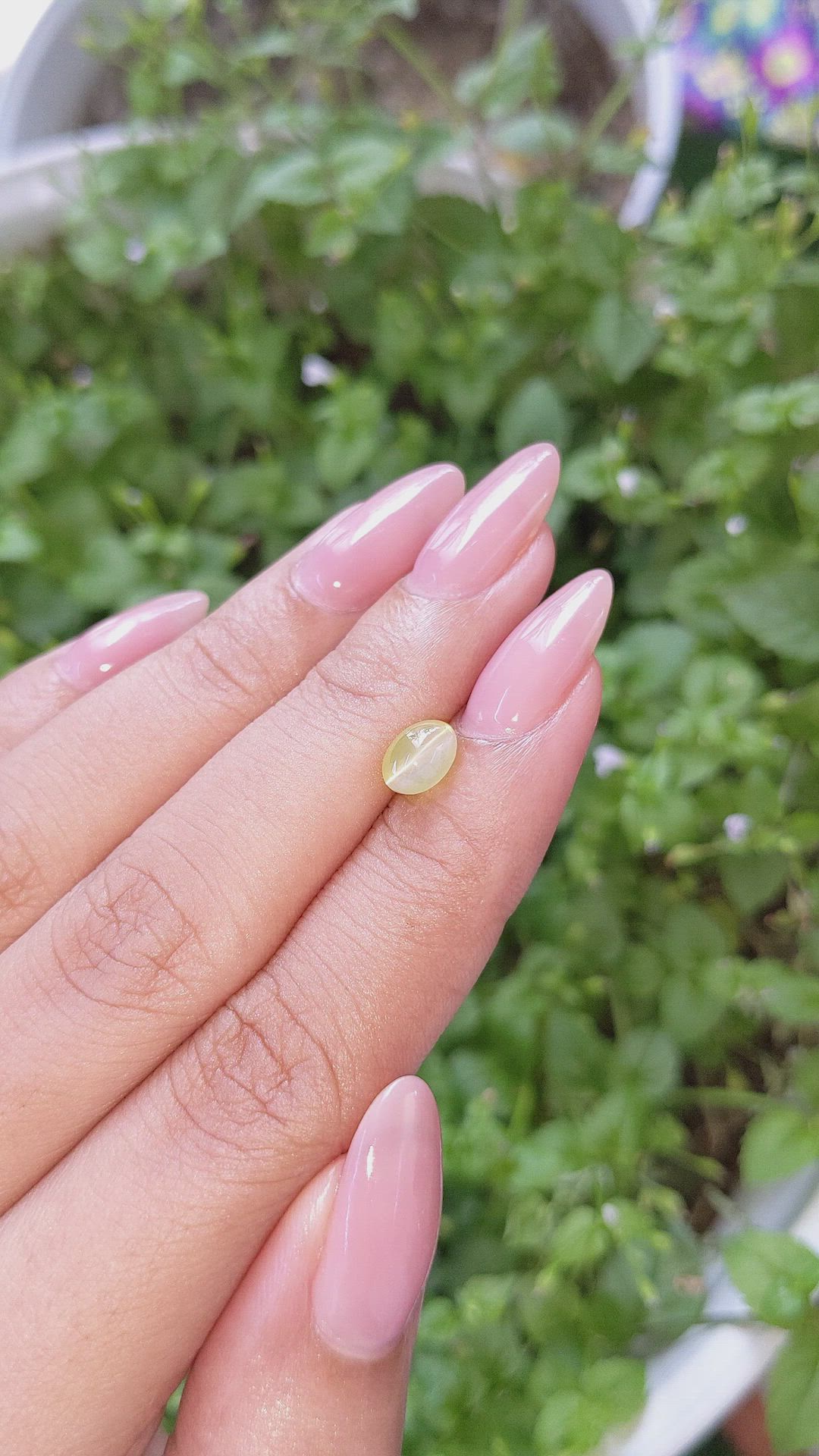 1.36 Ct. Greenish Yellow Cabochon Chrysoberyl from Tanzania Size Video