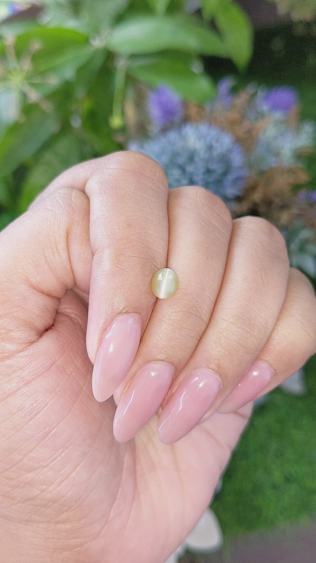 1.28 Ct. Greenish Yellow Cabochon Chrysoberyl from Tanzania Size Video