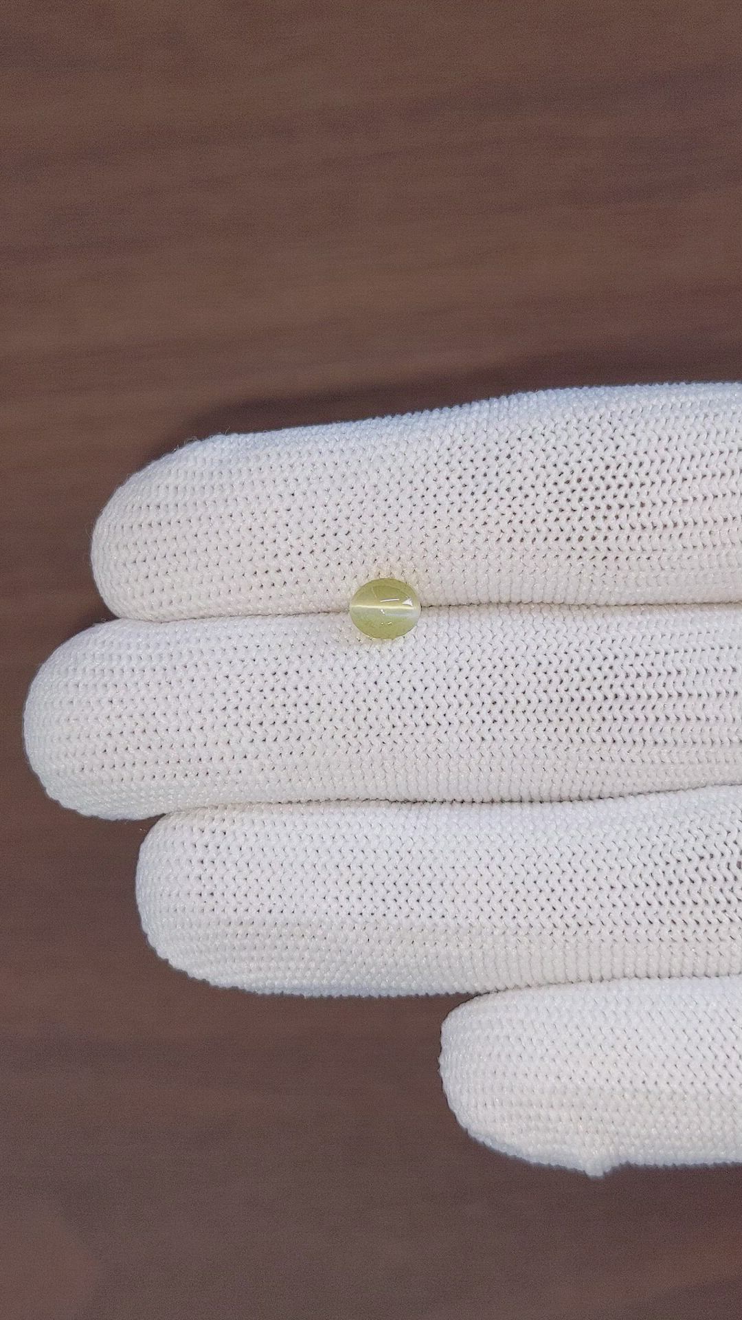 1.28 Ct. Greenish Yellow Cabochon Chrysoberyl from Tanzania Size Video
