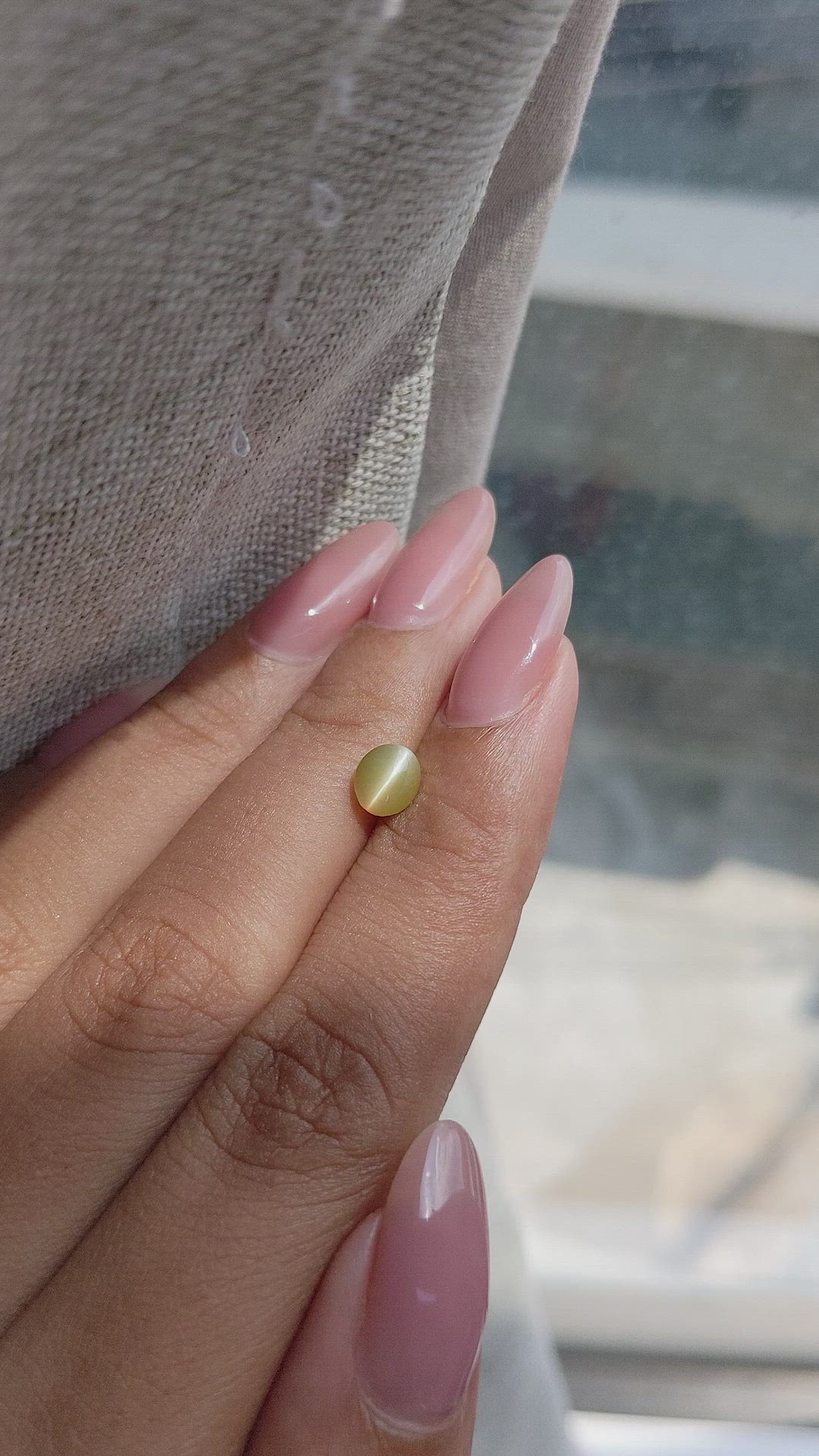 1.28 Ct. Greenish Yellow Cabochon Chrysoberyl from Tanzania Size Video