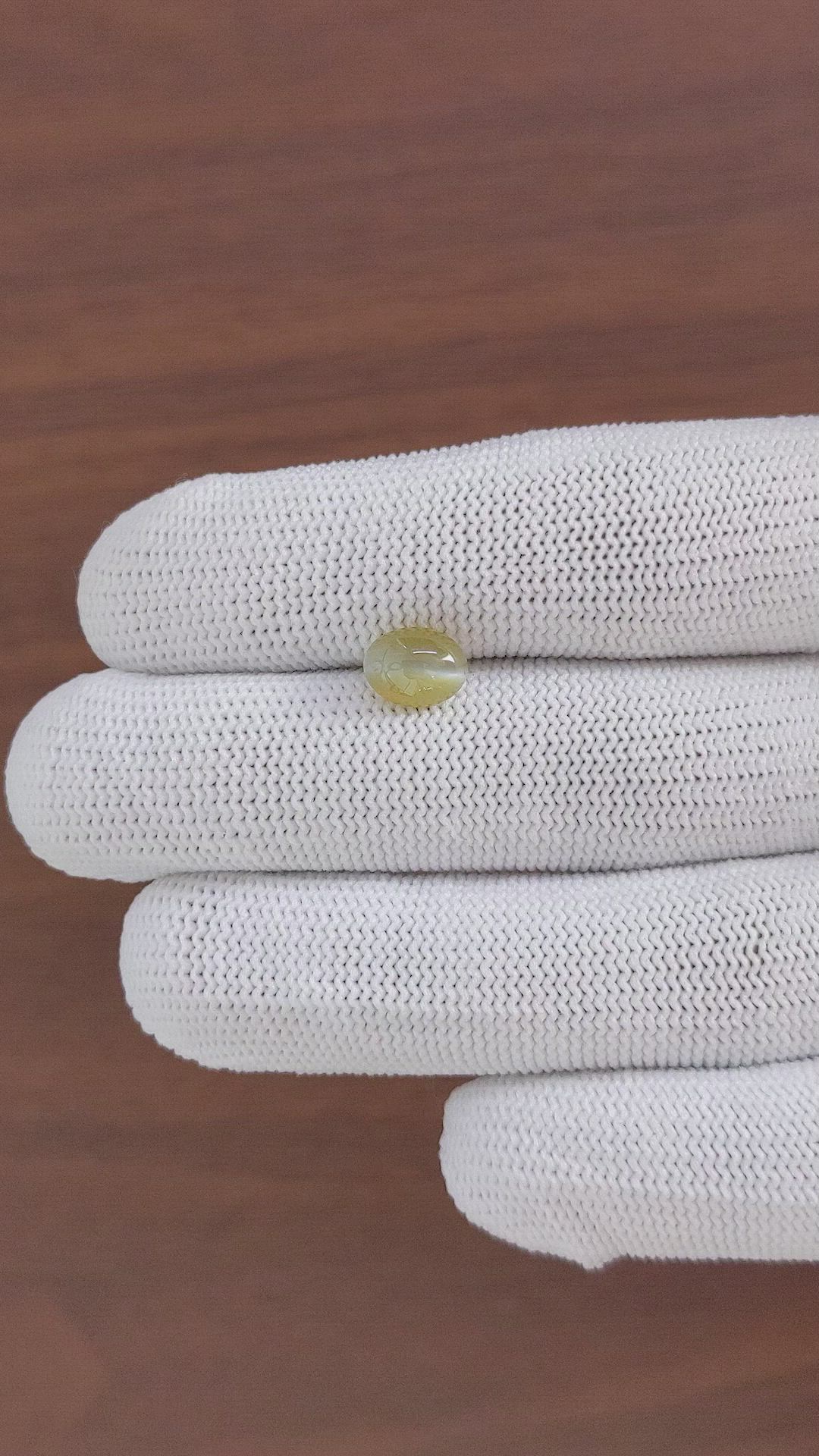 2.37 Ct. Greenish Brown Cabochon Chrysoberyl from Tanzania Size Video