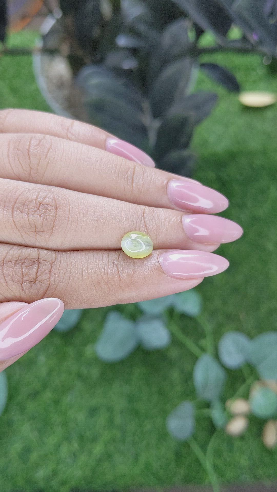 1.88 Ct. Yellowish Green Cabochon Chrysoberyl from Tanzania Size Video