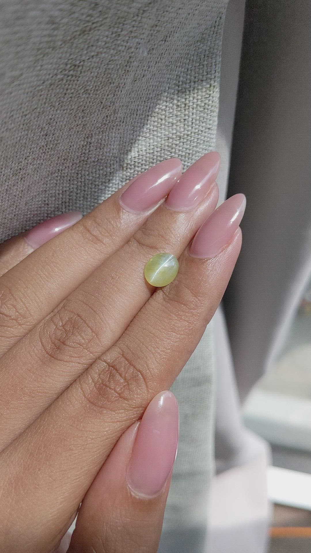 1.88 Ct. Yellowish Green Cabochon Chrysoberyl from Tanzania Size Video