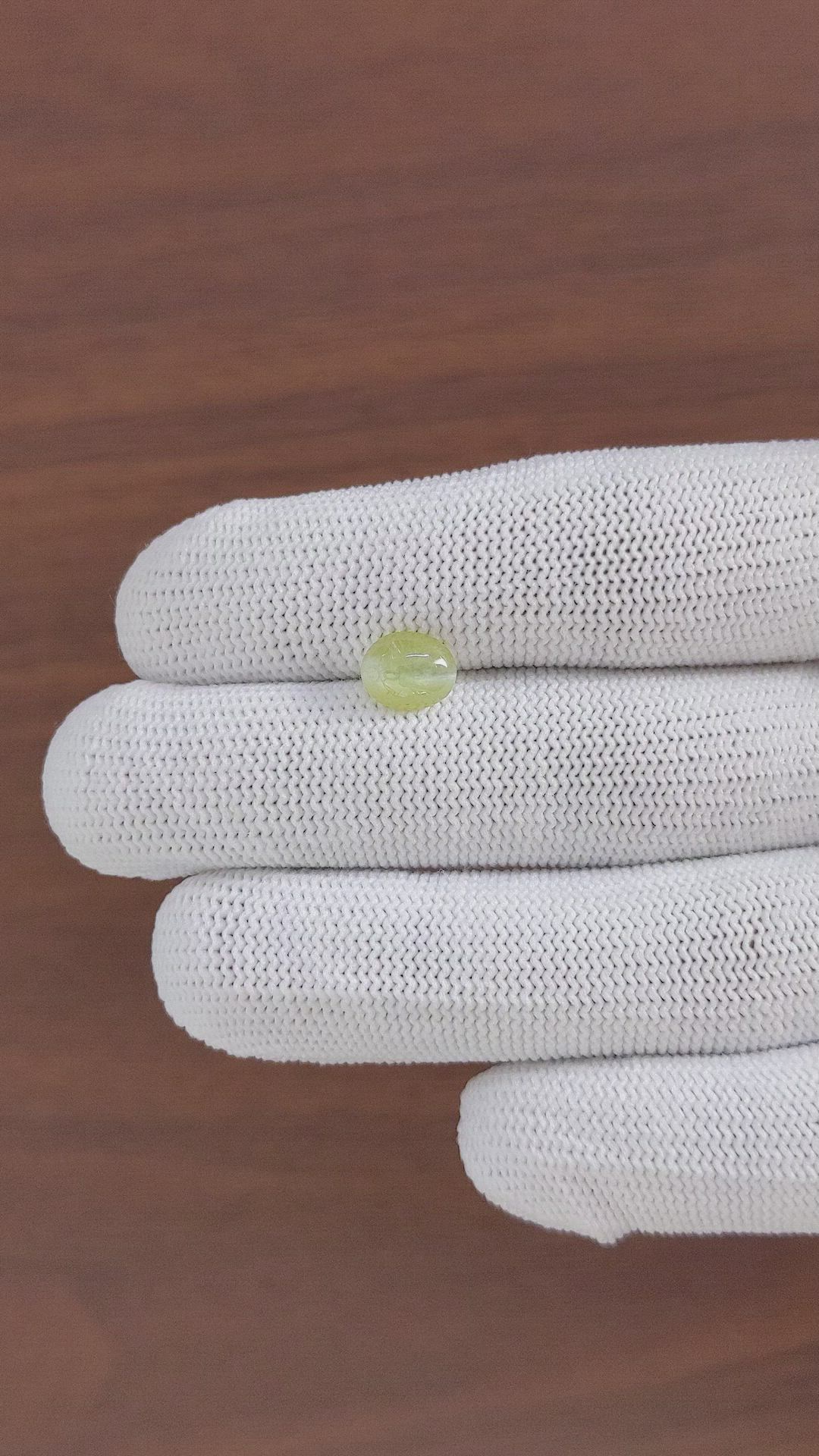 1.88 Ct. Yellowish Green Cabochon Chrysoberyl from Tanzania Size Video