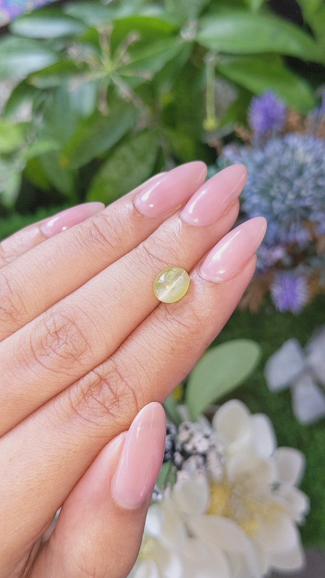 1.88 Ct. Yellowish Green Cabochon Chrysoberyl from Tanzania Size Video