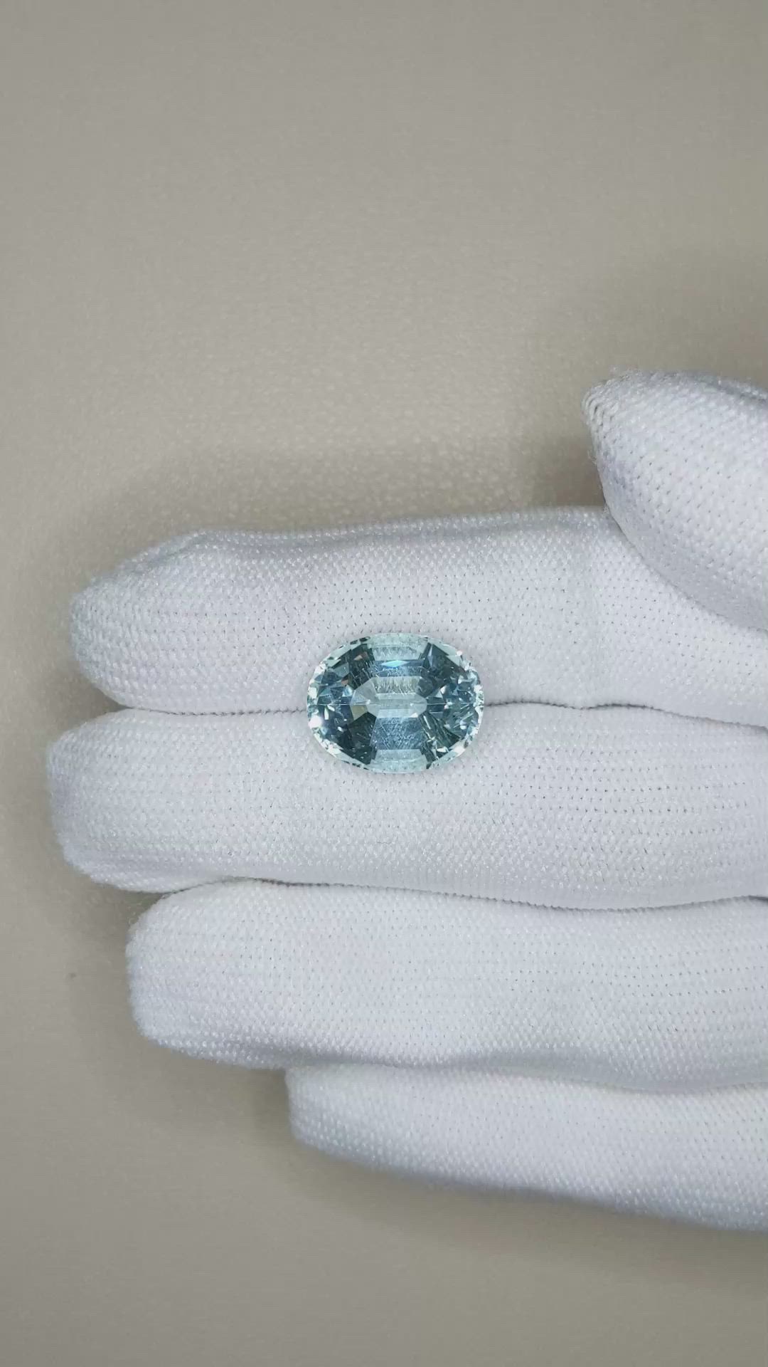 7.91 Ct. Blue Aquamarine from Brazil Size Video