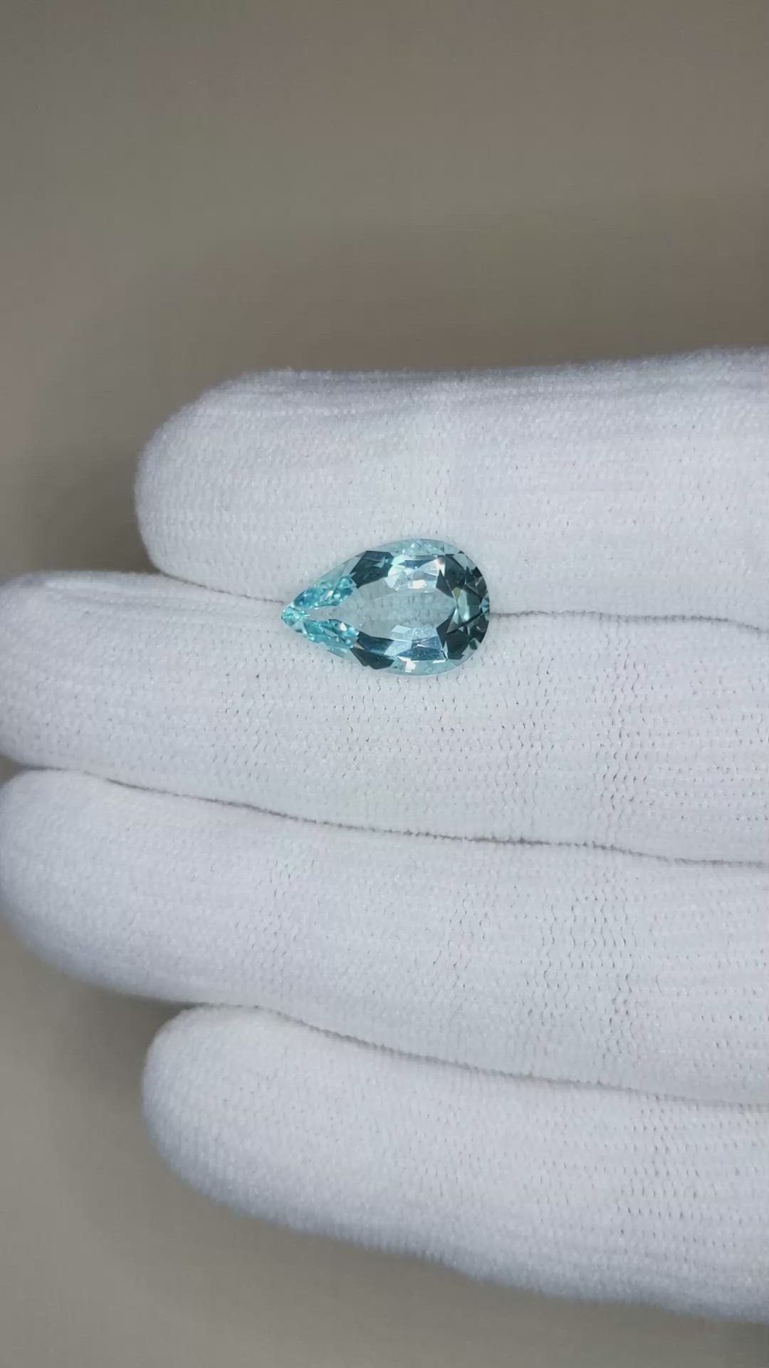 3.81 Ct. Blue Aquamarine from Brazil Size Video