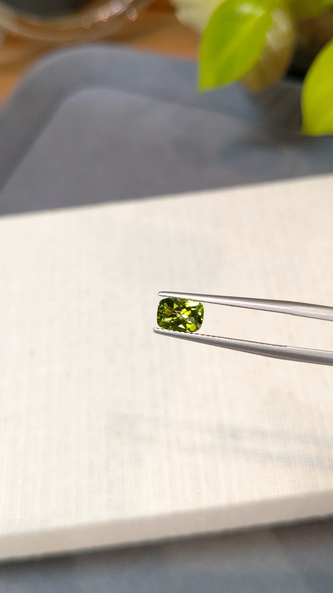 1.06 Ct. Green (Lime Green) Peridot from Burma (Myanmar) Size Video