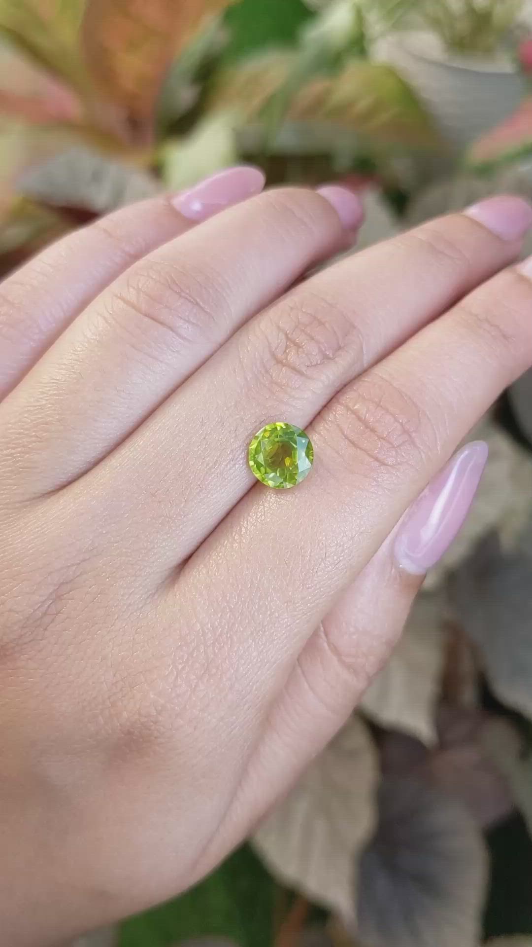 1.91 Ct. Yellowish Green Chrysoberyl from Ceylon (Sri Lanka) Size Video