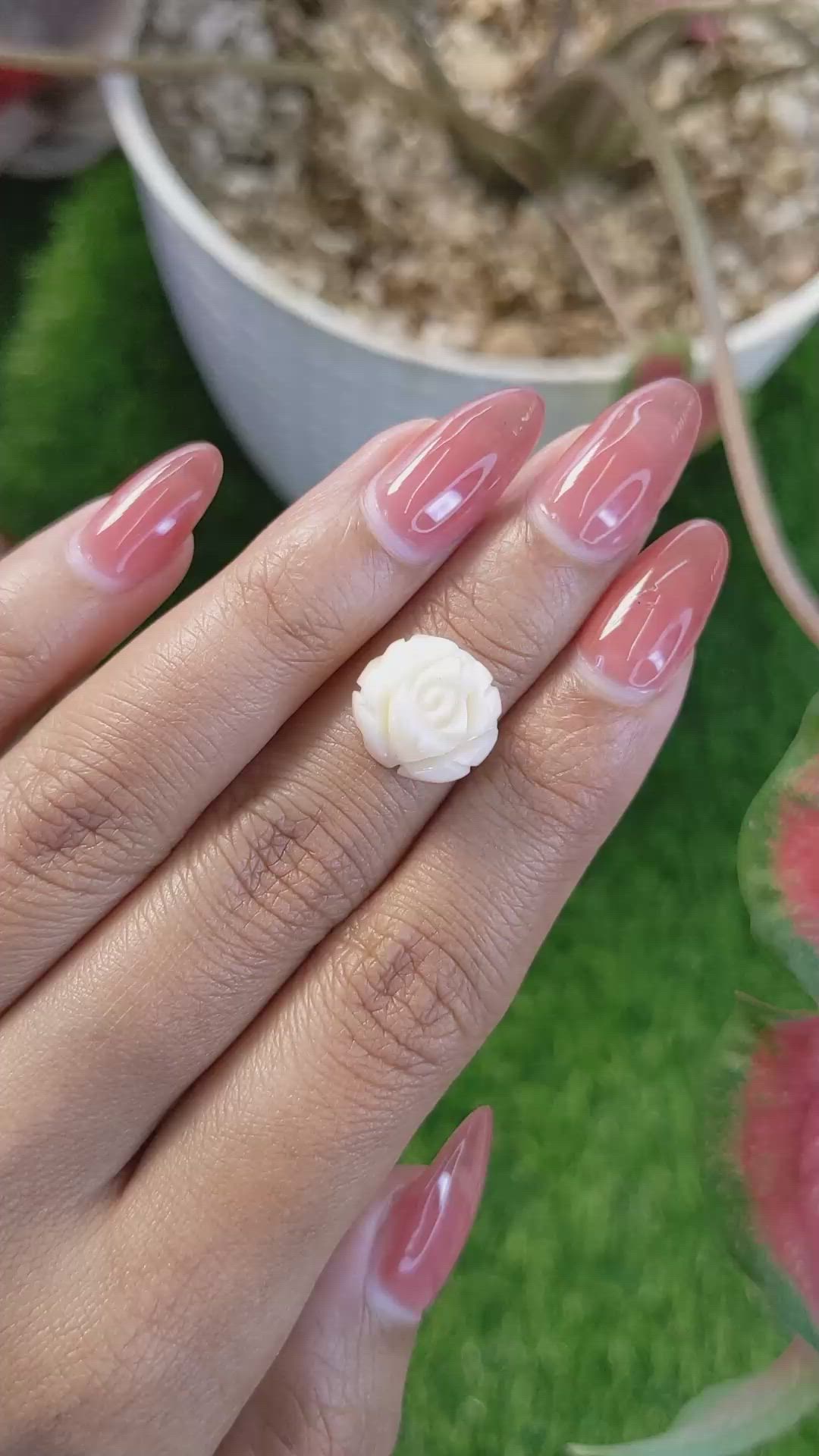 8.41 Ct. Salmon and White Coral from Italy Size Video