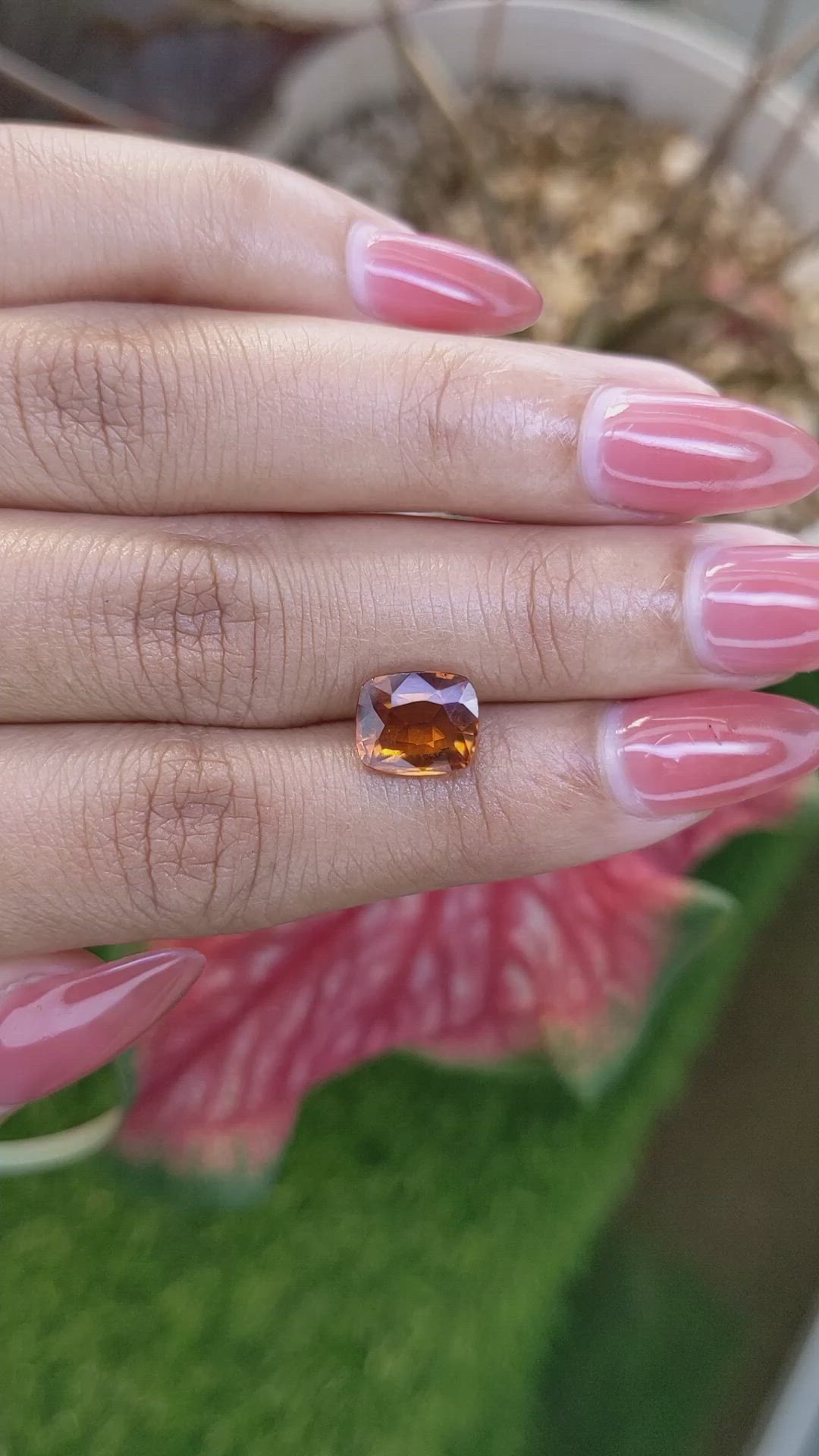 2.92 Ct. Orange Hessonite Garnet from Madagascar Size Video