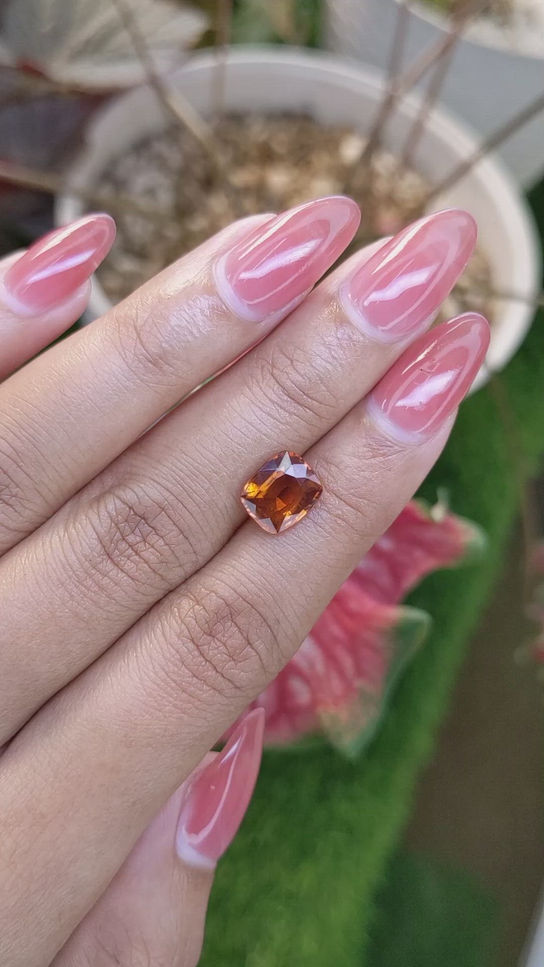 2.92 Ct. Orange Hessonite Garnet from Madagascar Size Video