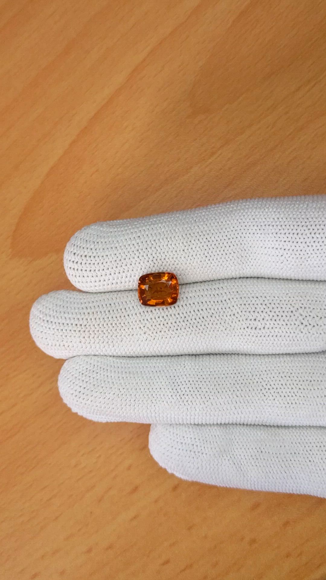 2.92 Ct. Orange Hessonite Garnet from Madagascar Size Video