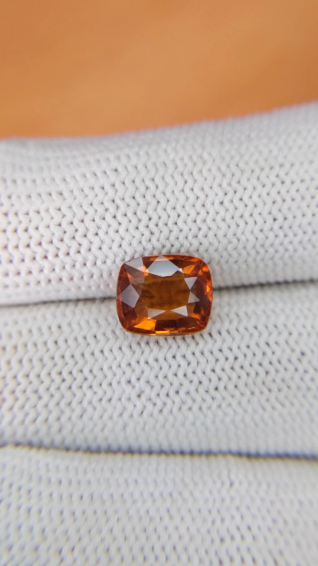 2.92 Ct. Orange Hessonite Garnet from Madagascar Size Video