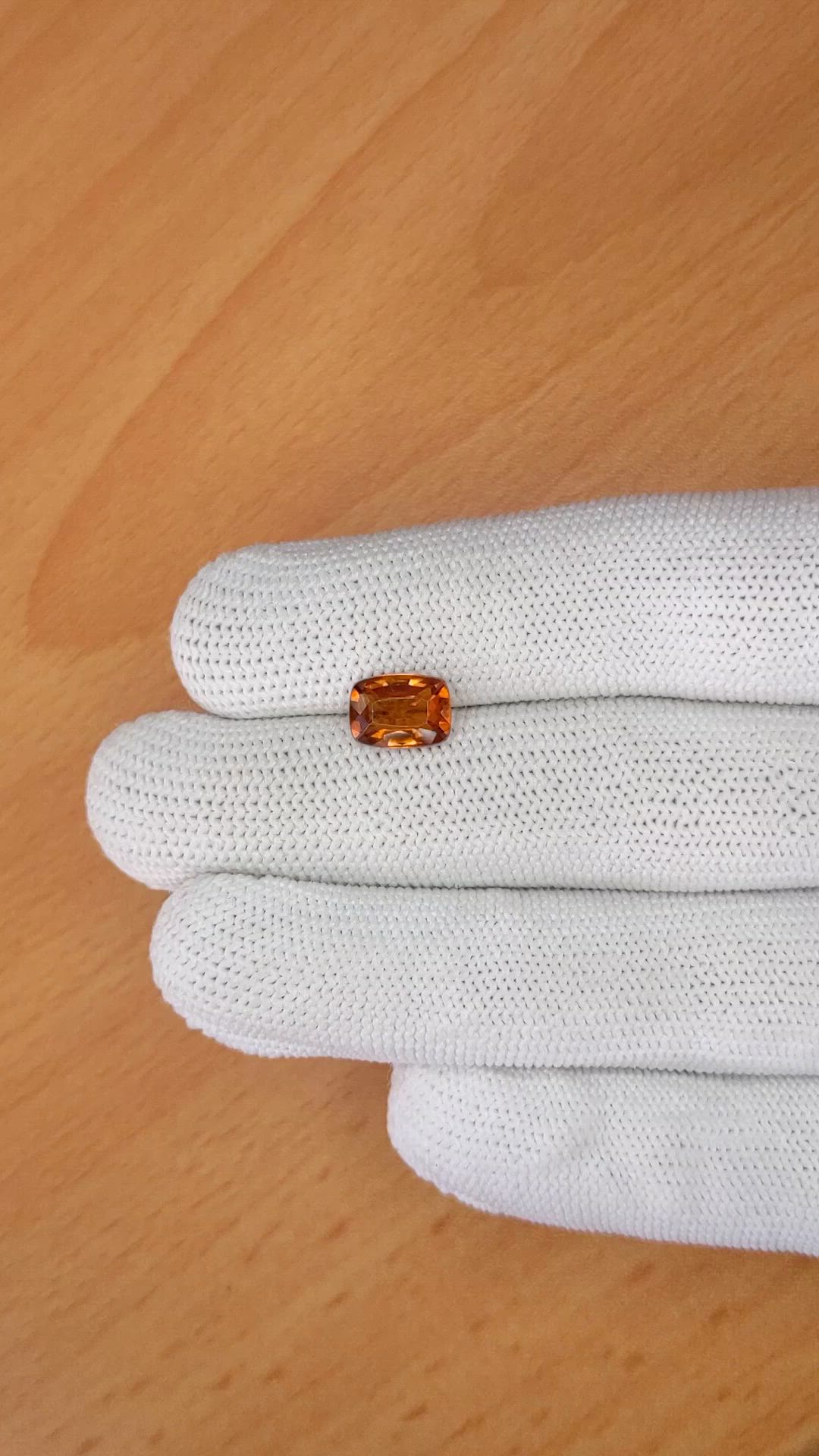 2.54 Ct. Orange Hessonite Garnet from Madagascar Size Video
