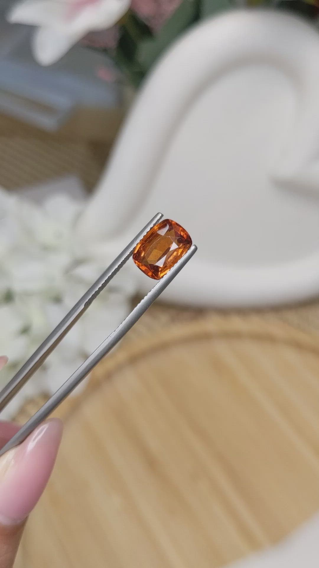 2.93 Ct. Orange Hessonite Garnet from Madagascar Size Video