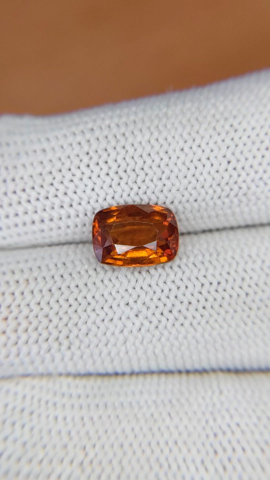 2.93 Ct. Orange Hessonite Garnet from Madagascar Size Video