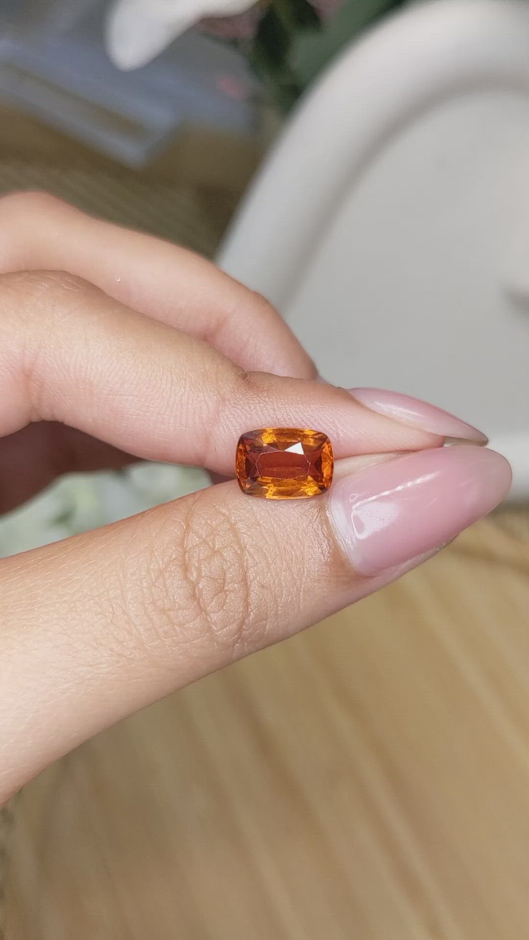 2.93 Ct. Orange Hessonite Garnet from Madagascar Size Video