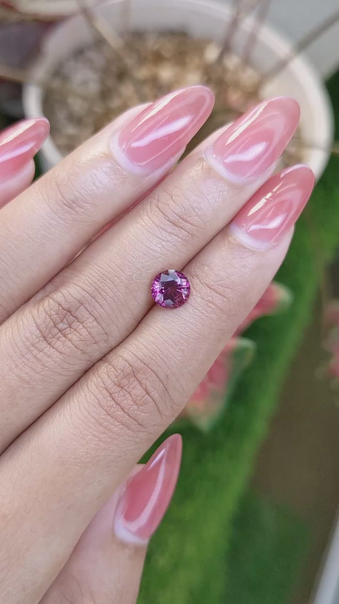 1.48 Ct. Purplish Pink Rhodolite Garnet from Ceylon (Sri Lanka) Size Video