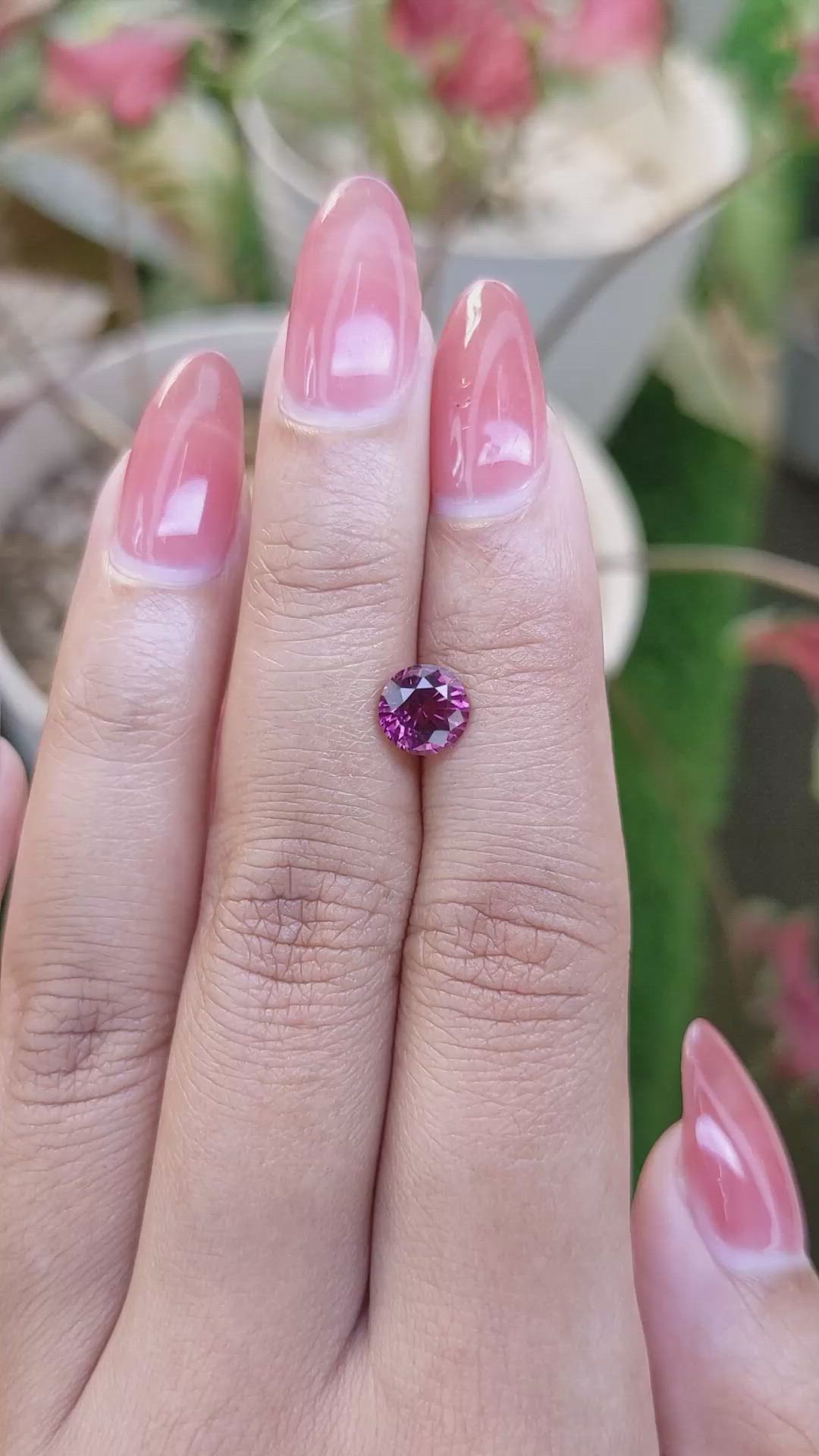 1.48 Ct. Purplish Pink Rhodolite Garnet from Ceylon (Sri Lanka) Size Video
