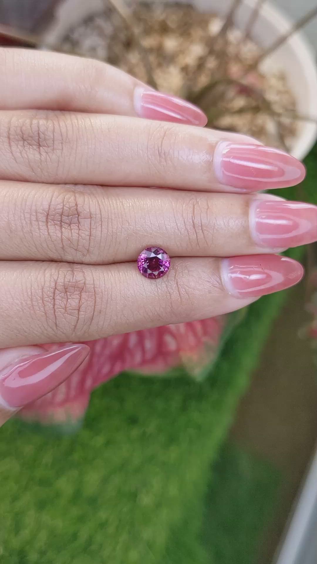 1.48 Ct. Purplish Pink Rhodolite Garnet from Ceylon (Sri Lanka) Size Video