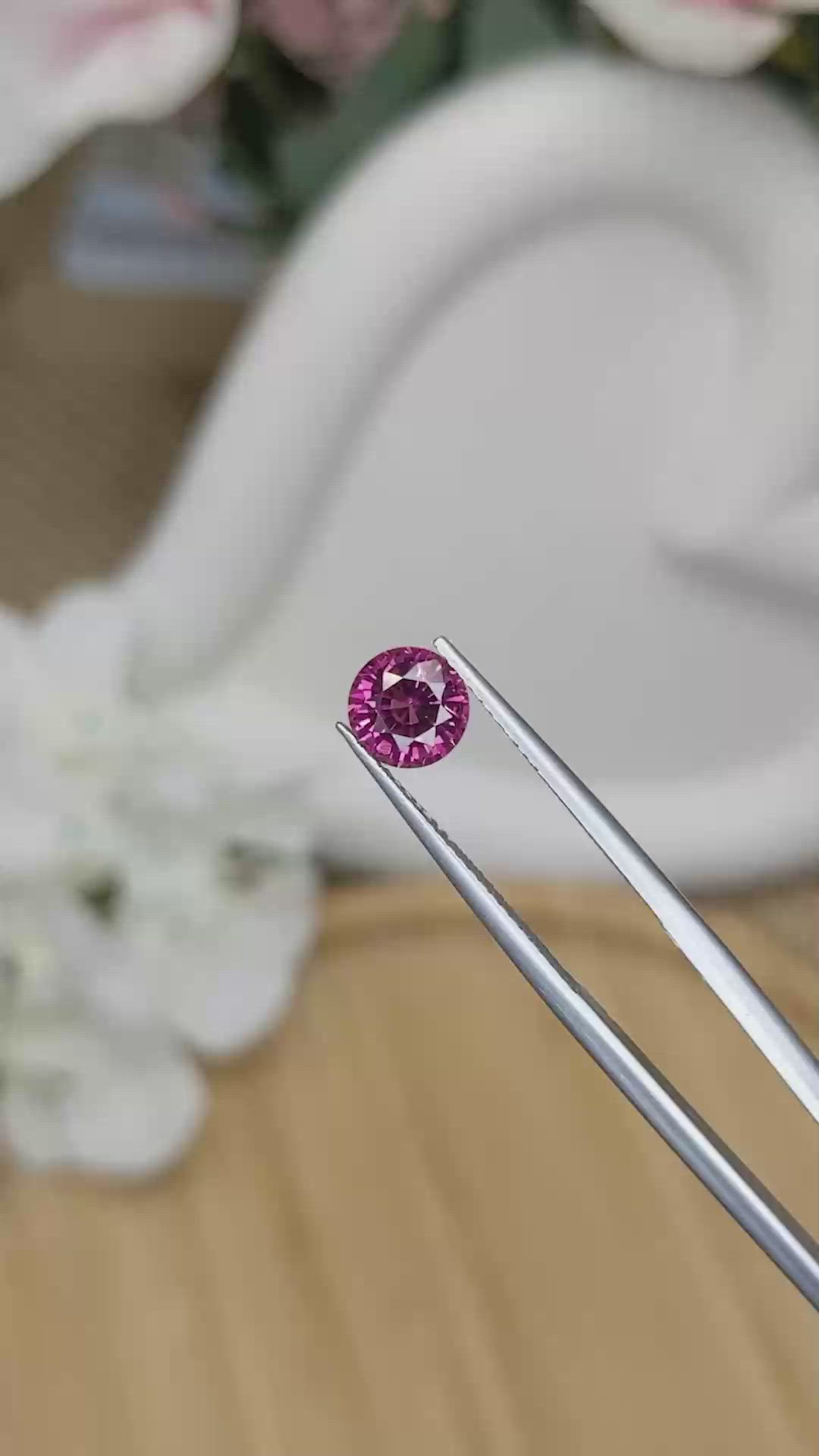 1.48 Ct. Purplish Pink Rhodolite Garnet from Ceylon (Sri Lanka) Size Video