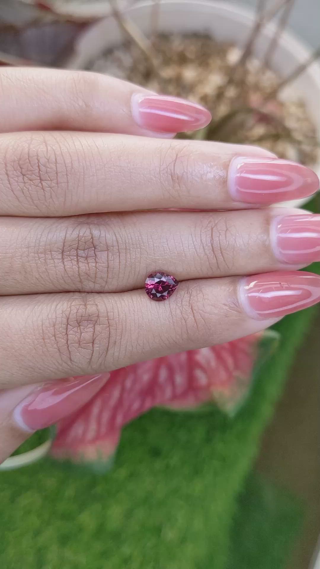 1.03 Ct. Pinkish Red Garnet from Ceylon (Sri Lanka) Size Video