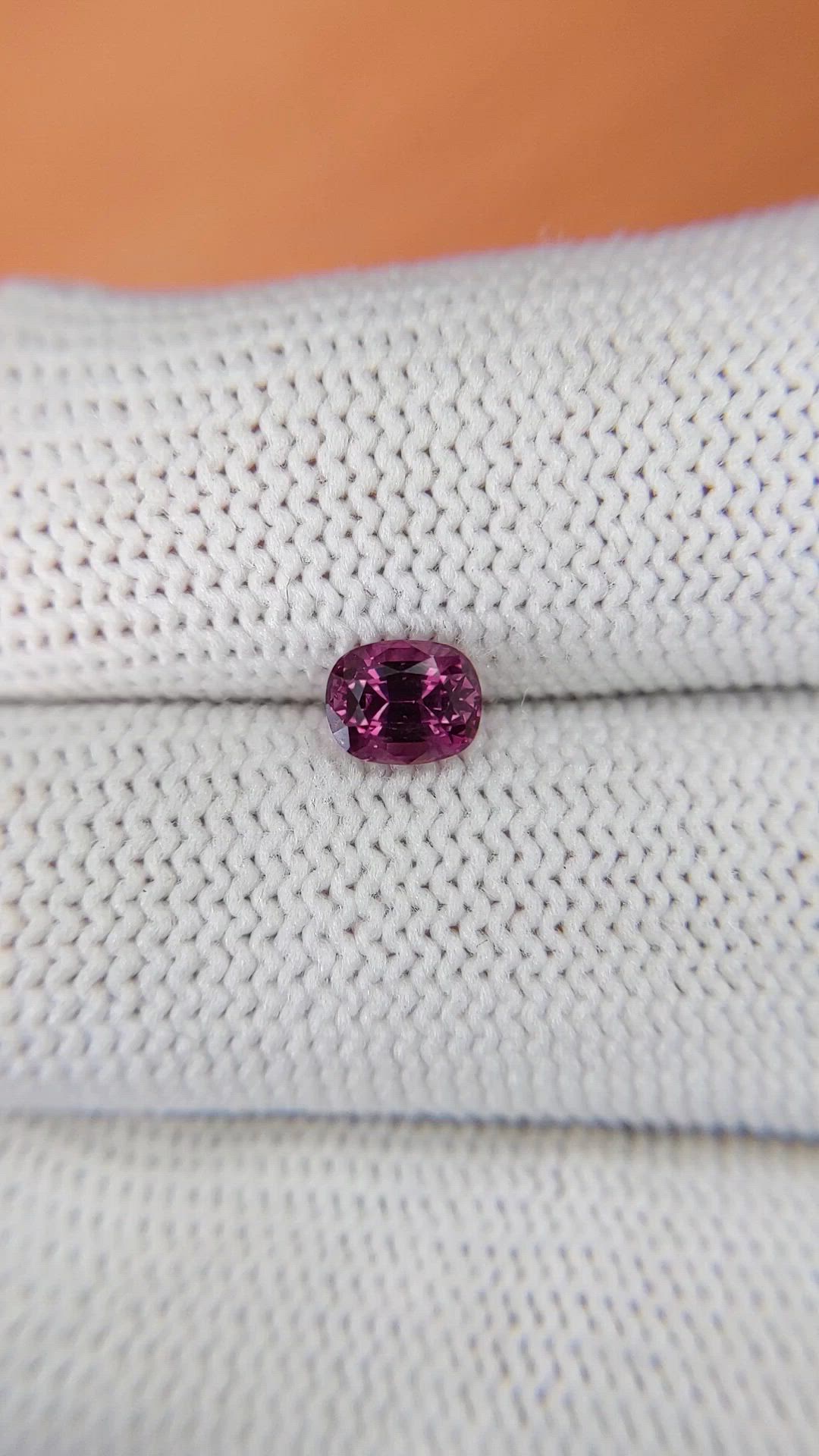 0.84 Ct. Purplish Pink Garnet from Ceylon (Sri Lanka) Size Video