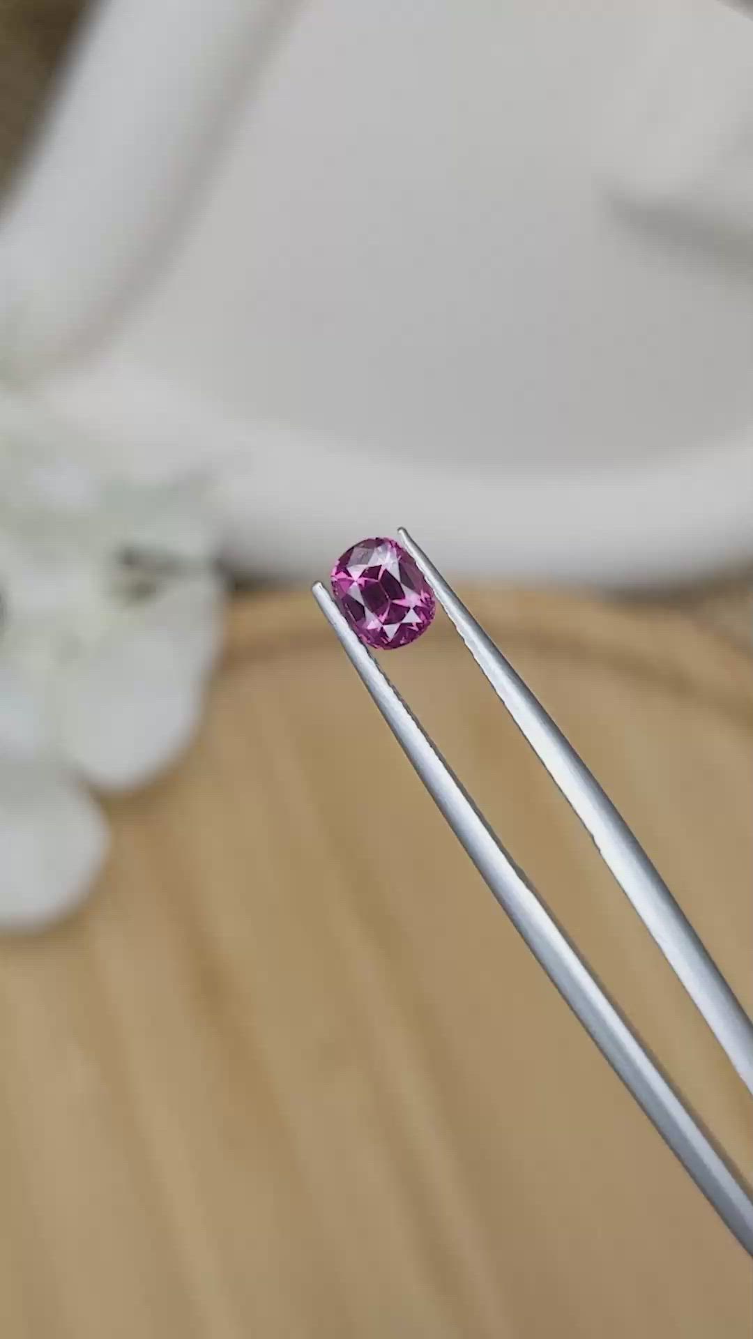 0.84 Ct. Purplish Pink Garnet from Ceylon (Sri Lanka) Size Video