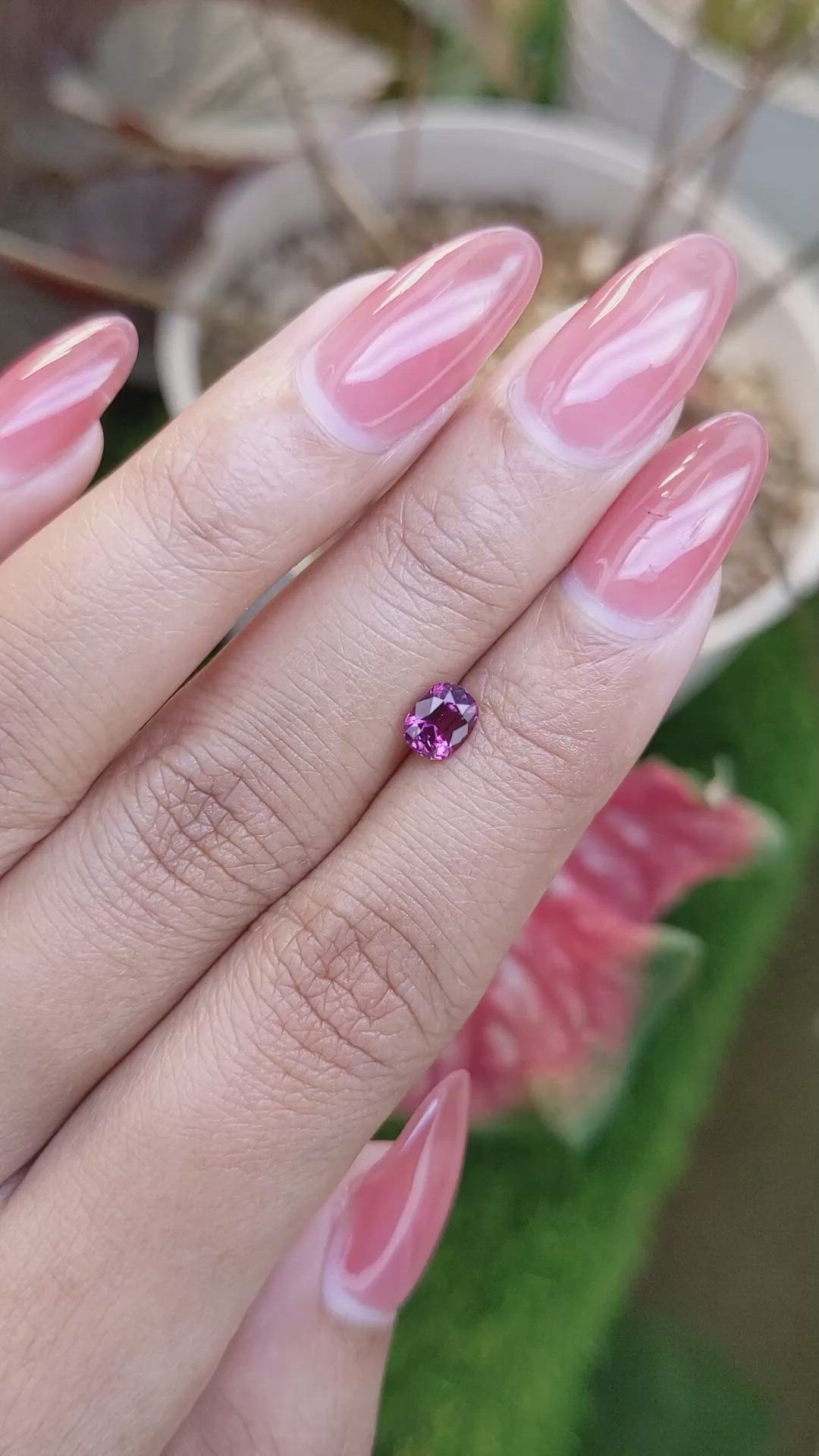 0.84 Ct. Purplish Pink Garnet from Ceylon (Sri Lanka) Size Video