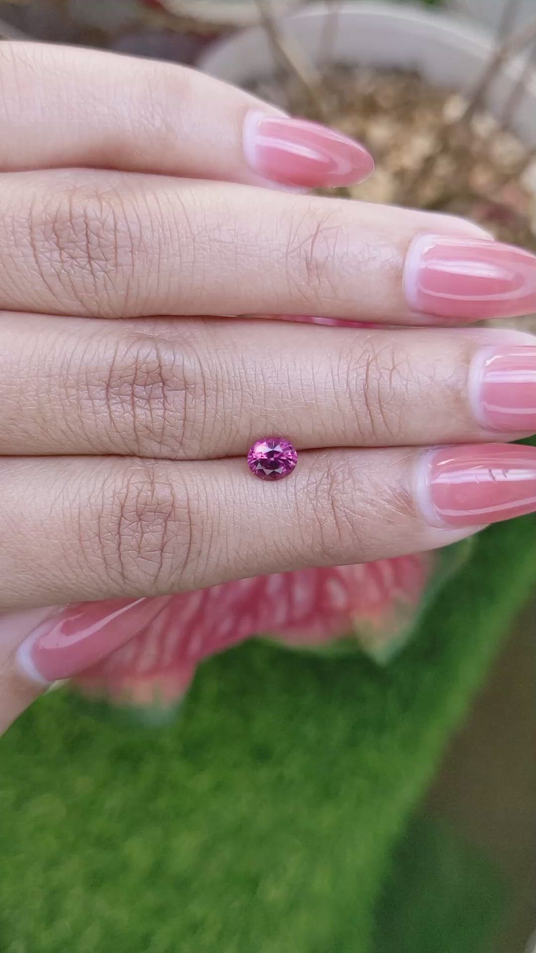 0.74 Ct. Purplish Pink Rhodolite Garnet from Ceylon (Sri Lanka) Size Video