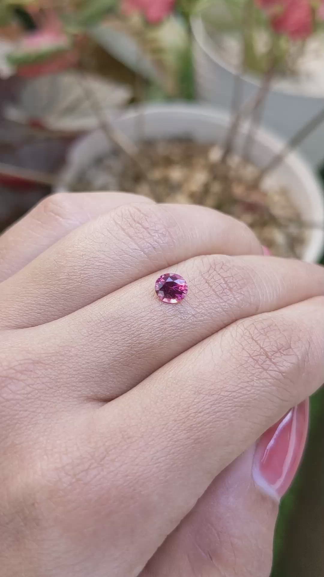 0.74 Ct. Purplish Pink Rhodolite Garnet from Ceylon (Sri Lanka) Size Video