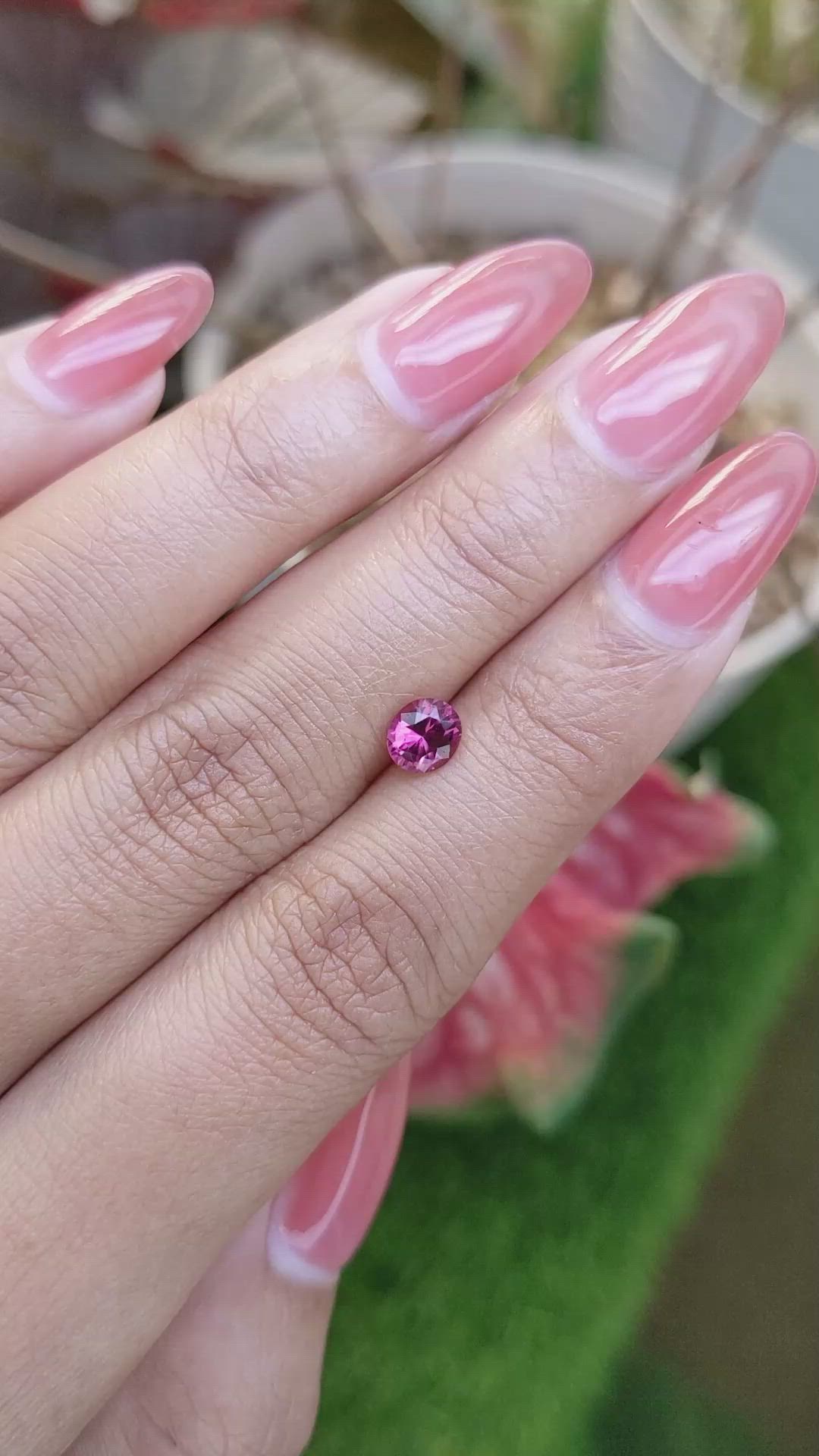 0.74 Ct. Purplish Pink Rhodolite Garnet from Ceylon (Sri Lanka) Size Video