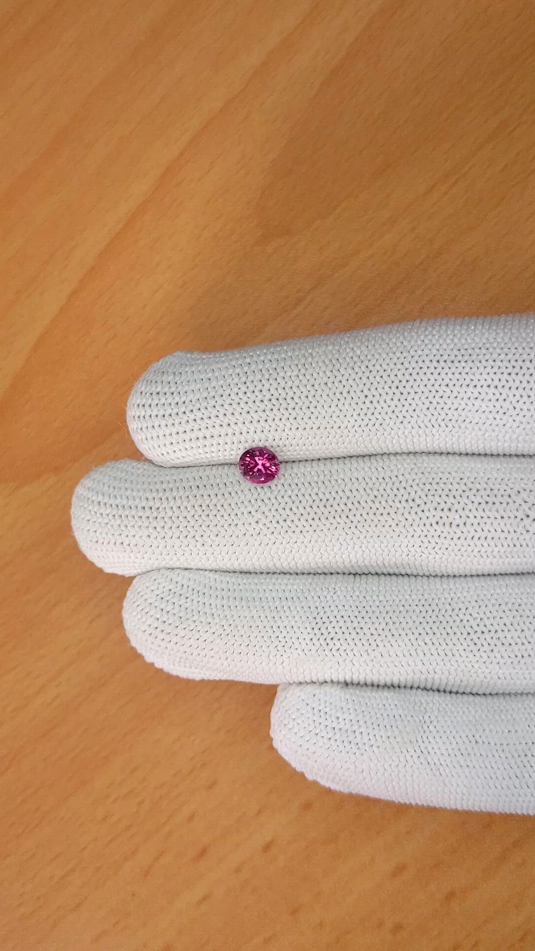 0.74 Ct. Purplish Pink Rhodolite Garnet from Ceylon (Sri Lanka) Size Video