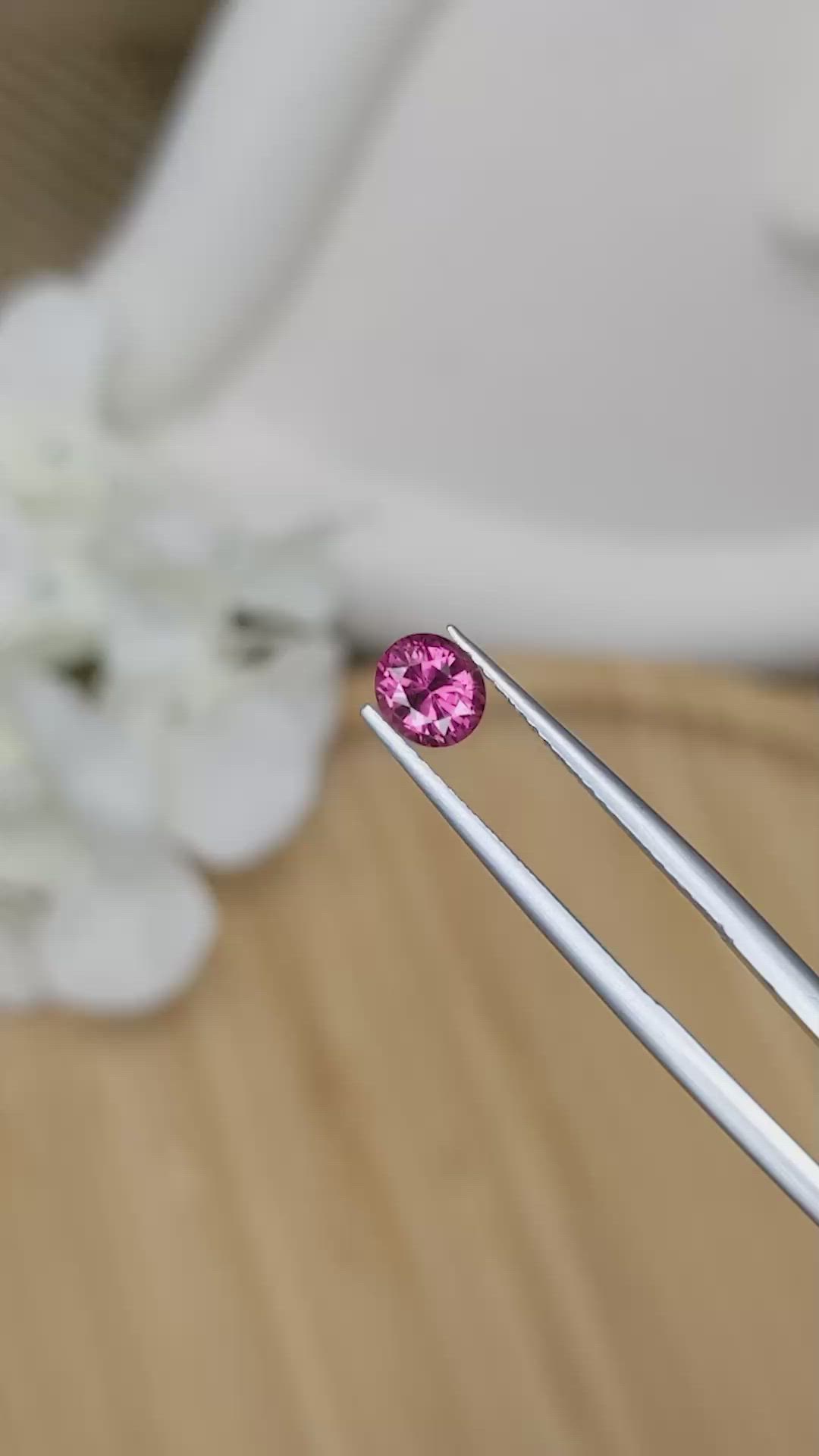 0.74 Ct. Purplish Pink Rhodolite Garnet from Ceylon (Sri Lanka) Size Video