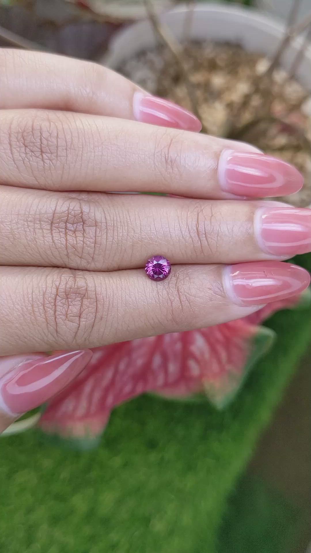 0.75 Ct. Pinkish Purple Garnet from Ceylon (Sri Lanka) Size Video