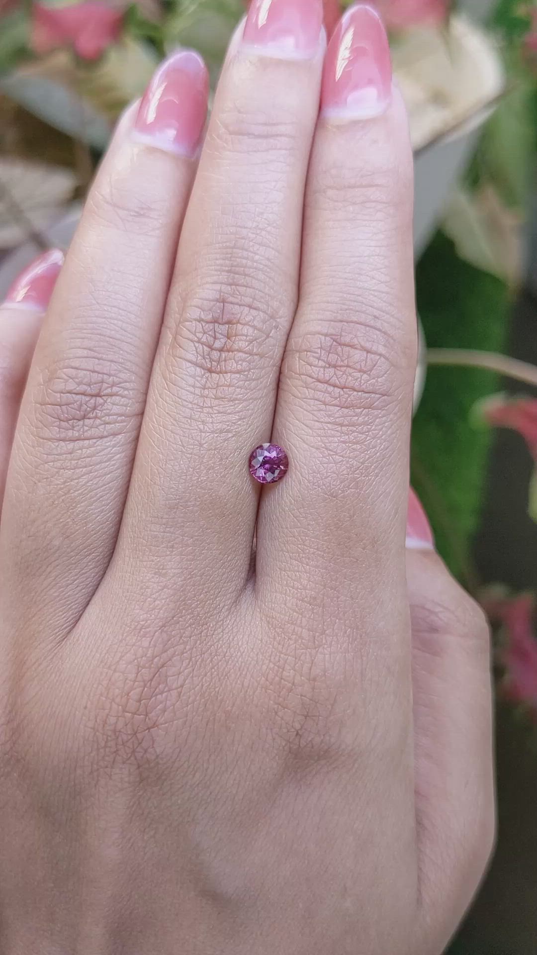 0.67 Ct. Purplish Pink Garnet from Ceylon (Sri Lanka) Size Video